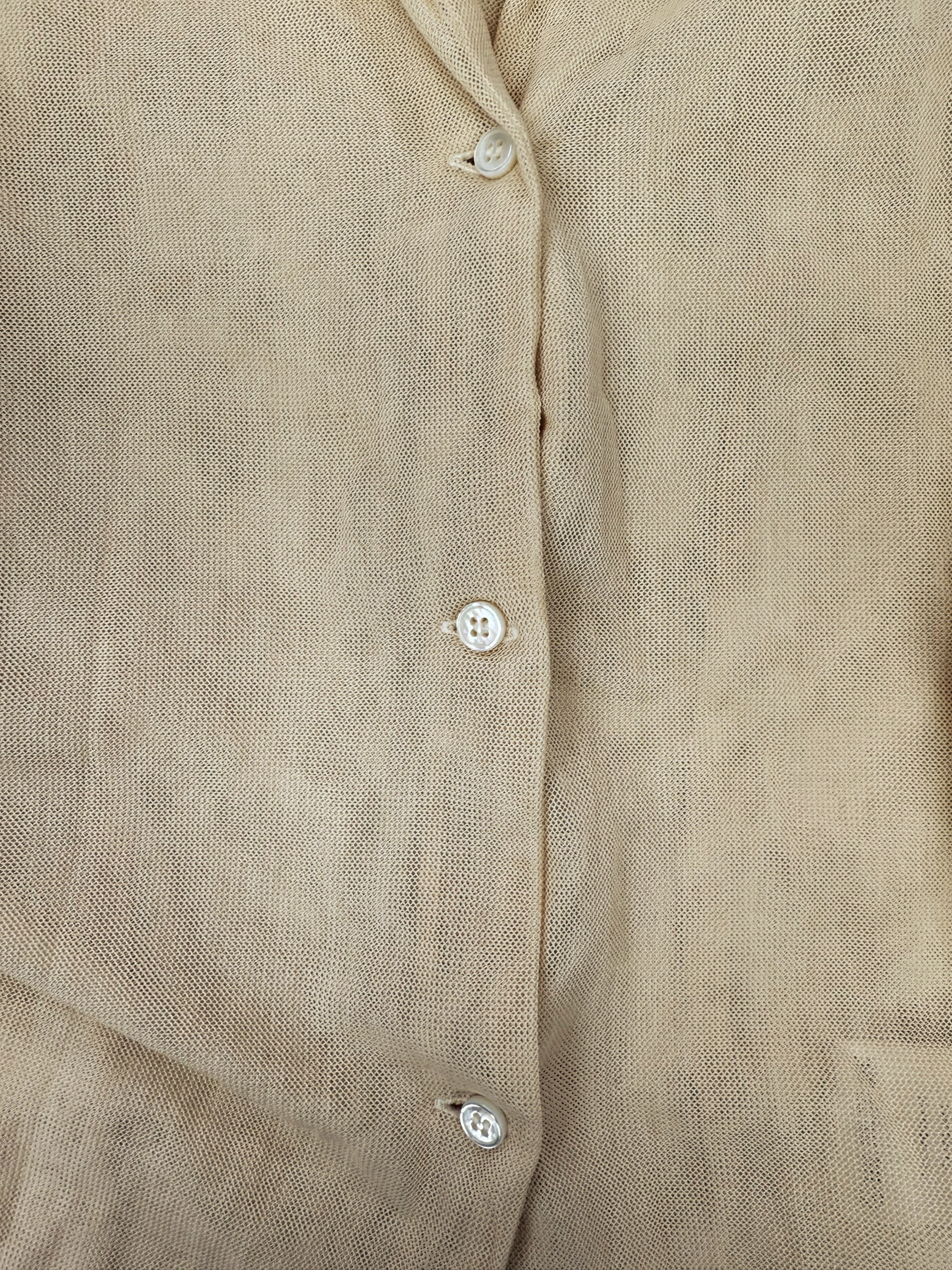 AW23 Enfants Riches Deprimes Beige Sheer Cropped Long Sleeve Shirt