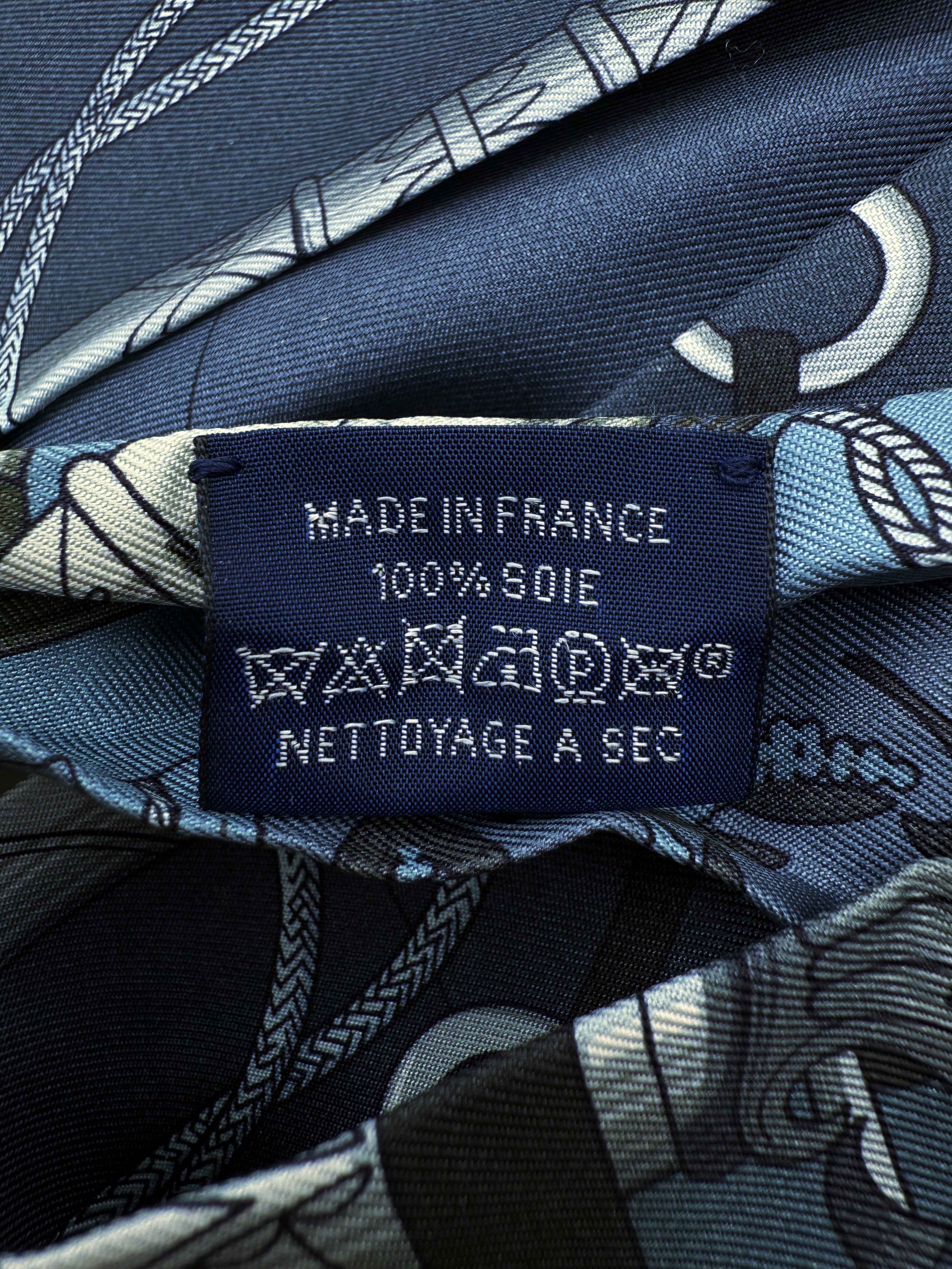 Hermès ‘Cliquetis’ Twilly Navy Blue Scarf