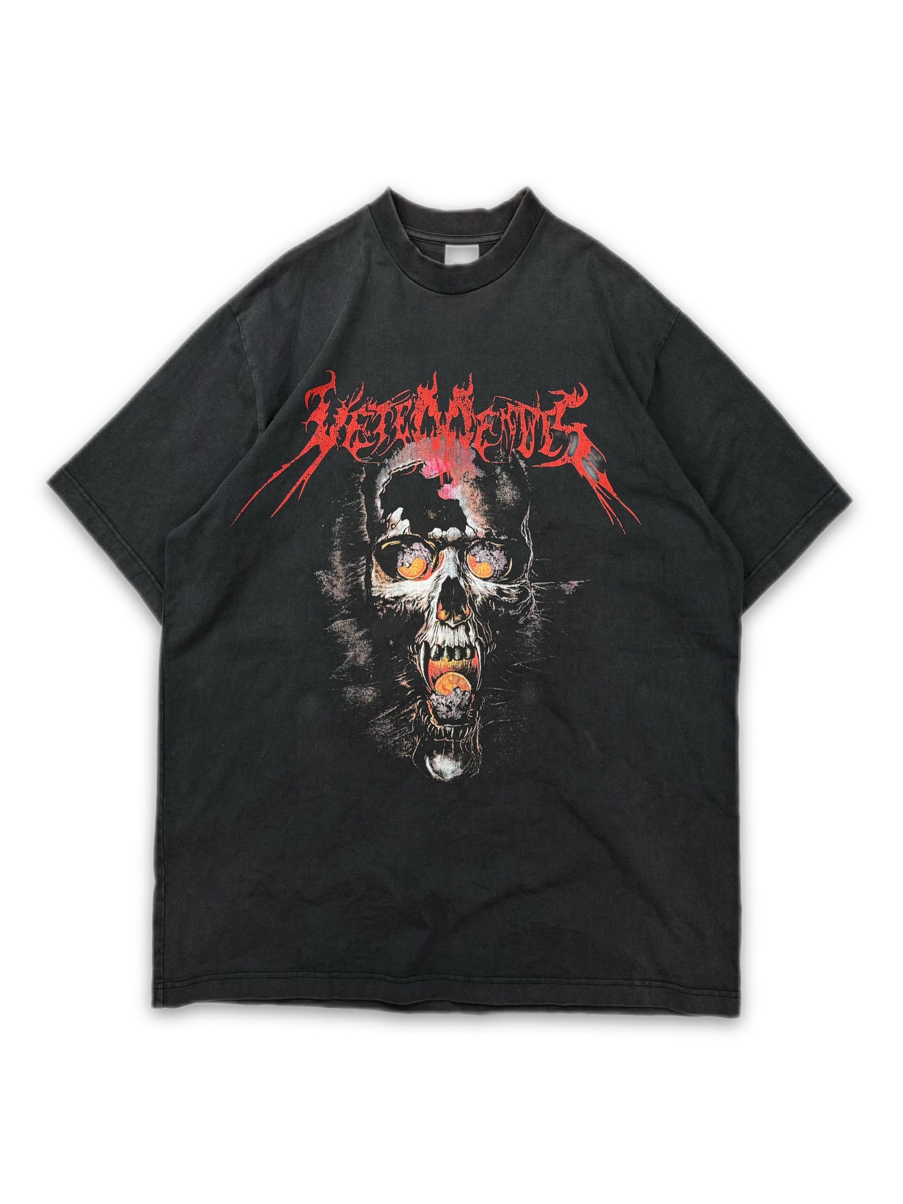 AW18 Vetements ‘Heavy Metal Skull’ Grey Washed Graphic T-Shirt