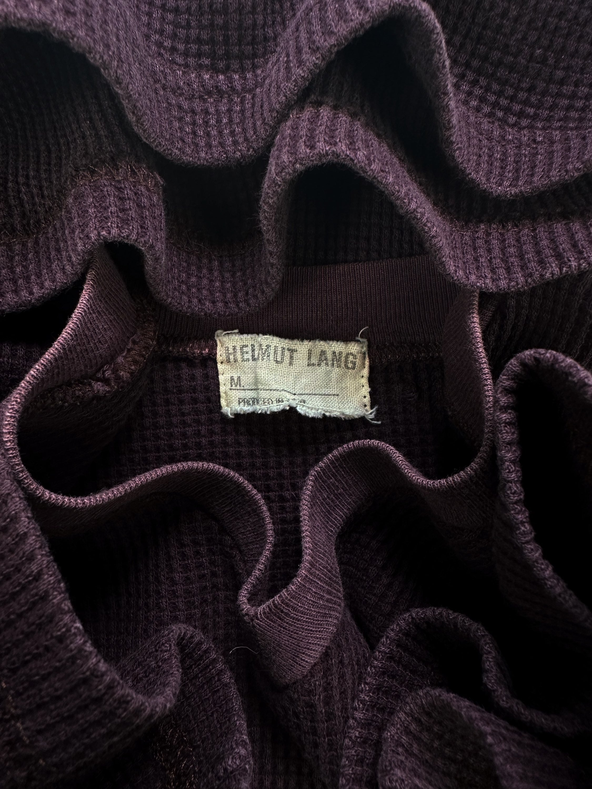 1997 Helmut Lang Burgundry Cargo Pocket Waffle T-Shirt
