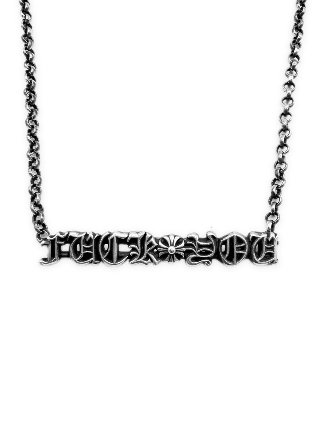 Chrome Hearts Fuck You Plus Spell Out Nameplate Paper Chain Necklace