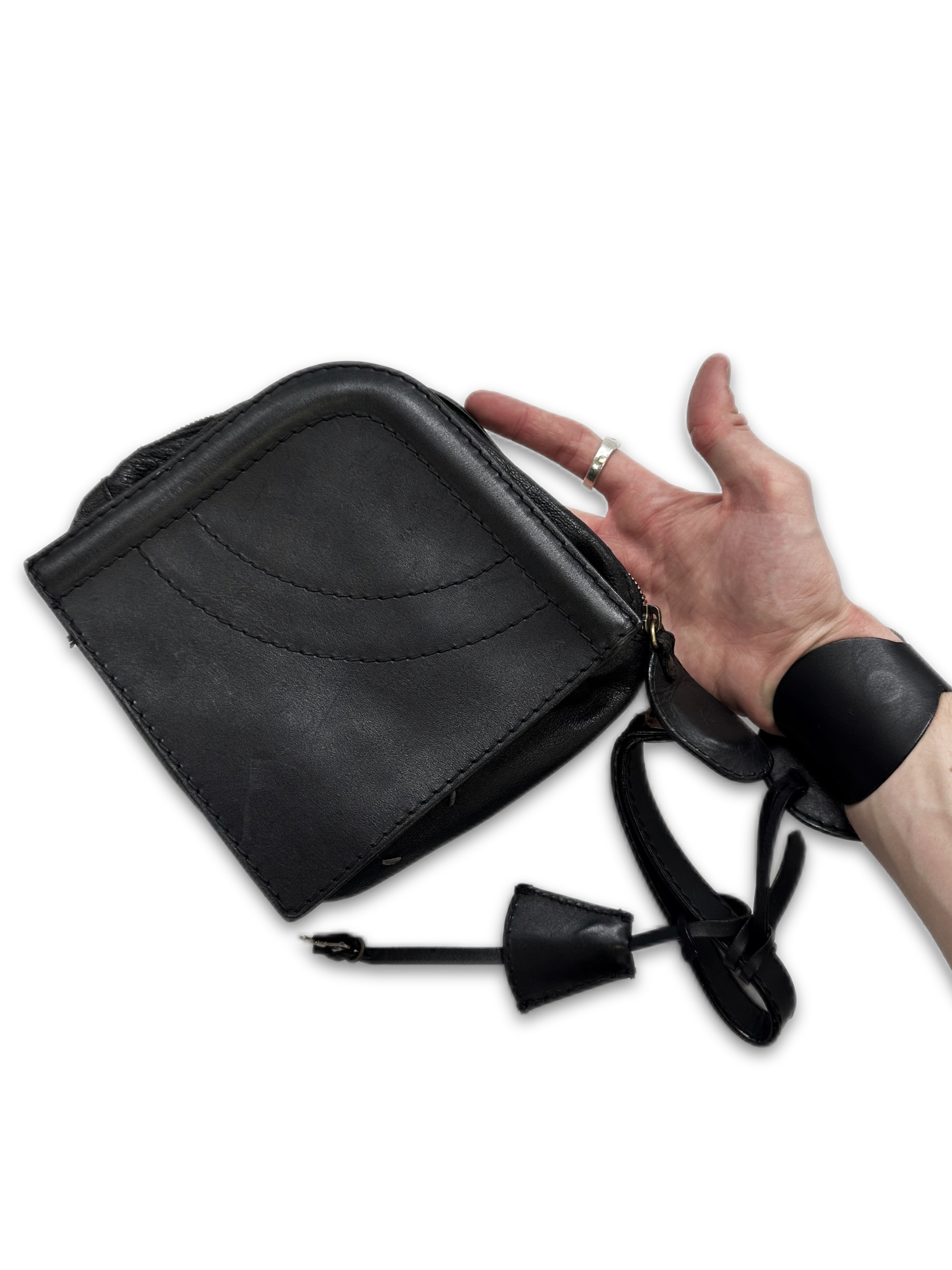 00s Maison Margiela Leather Key &amp; Lock Bracelet Bag