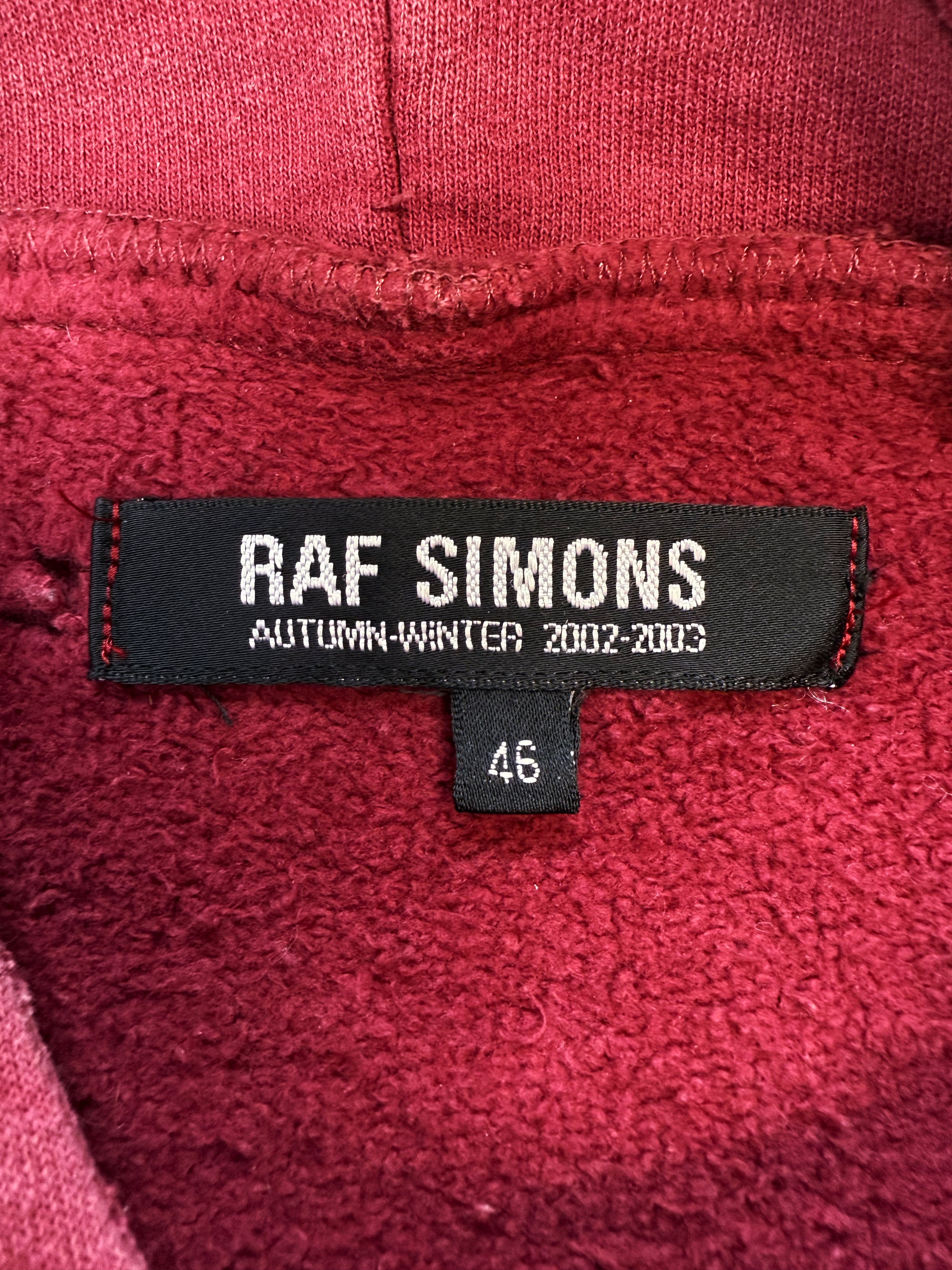 AW02 Raf Simons ‘Virginia Creeper’ Red Sun Faded Collegiate Hoodie