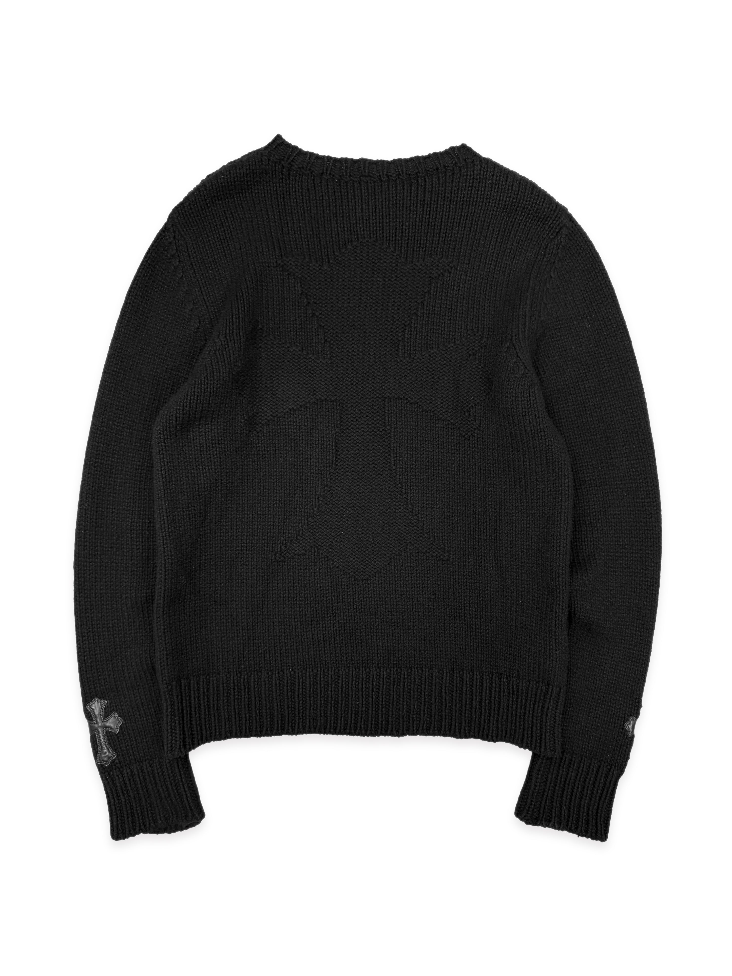 Chrome Hearts Cashmere Lambskin Cross Patch Knit Thumb Hole Sweater
