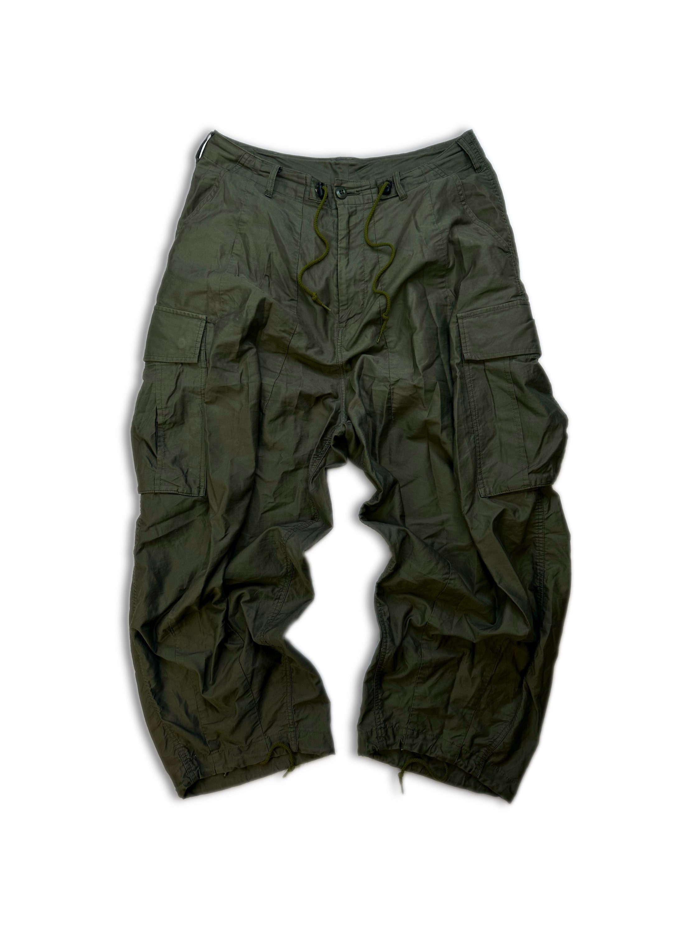 Needles ‘H.D’ Olive Green Wide Cut Light Weight Cargo Pants