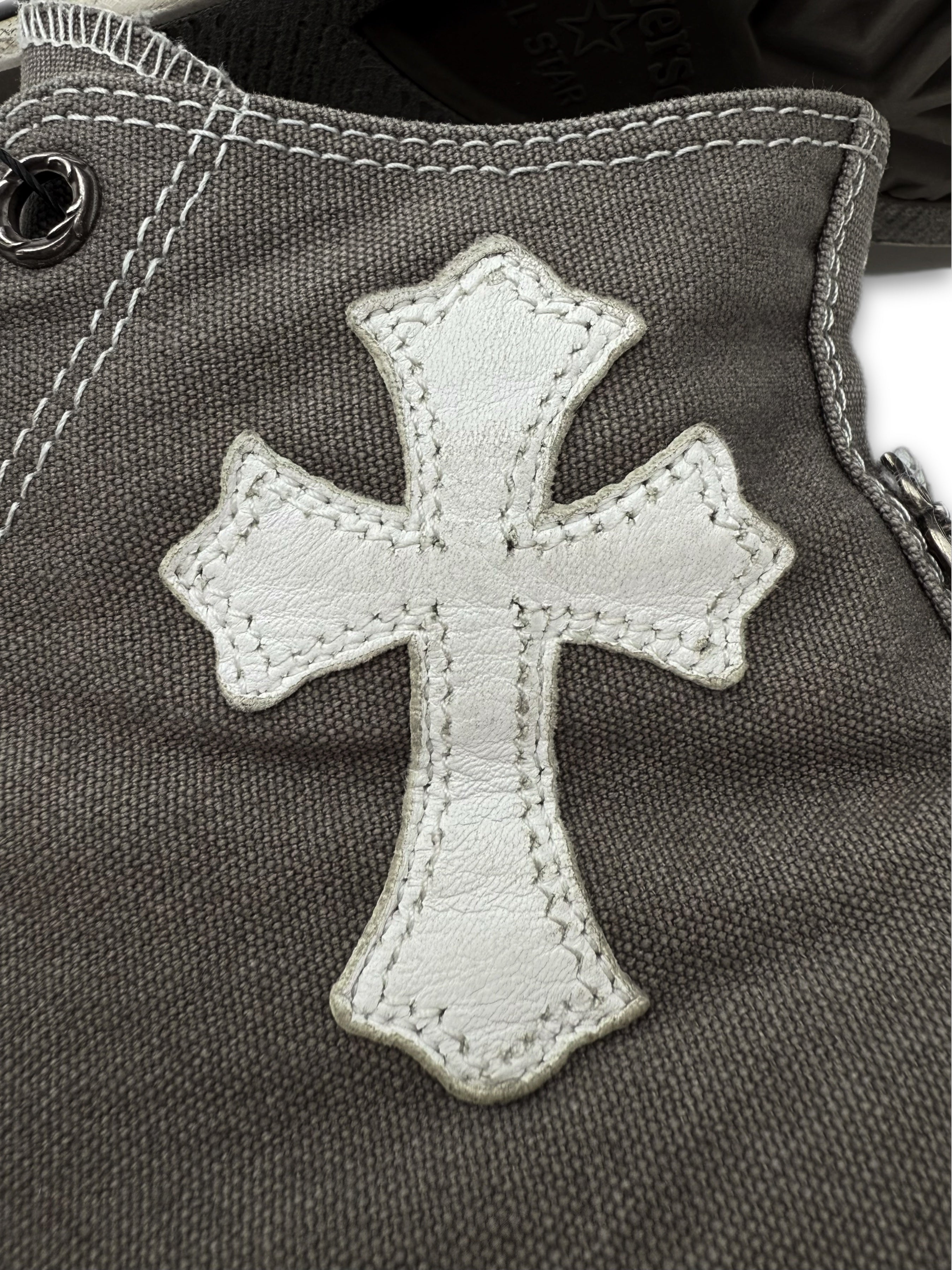 Chrome Hearts Leather Cross Patch Dagger Hi-top Converse Sneakers