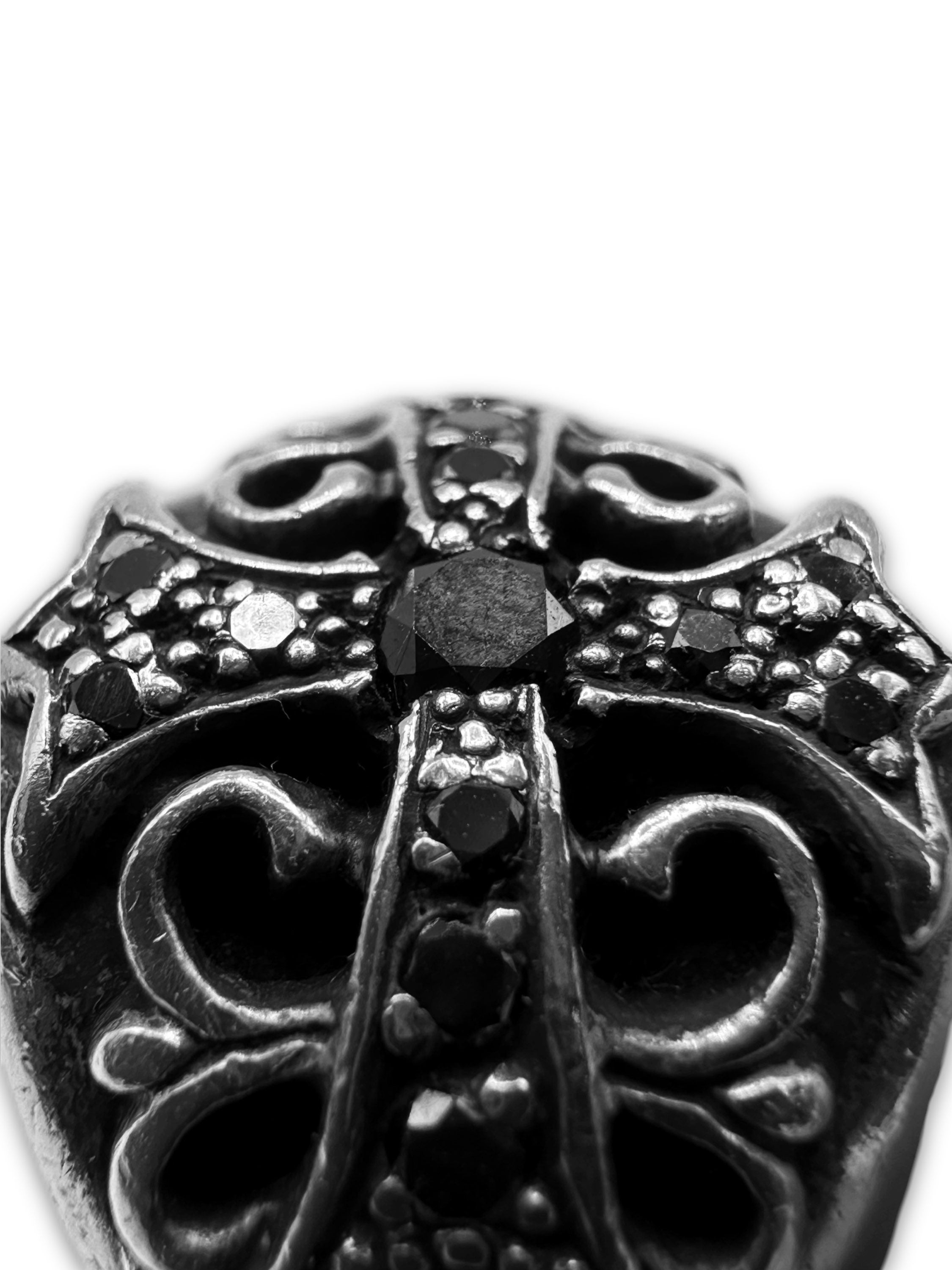Chrome Hearts Black Diamond Aftermarket Cross ‘Keeper’ Ring