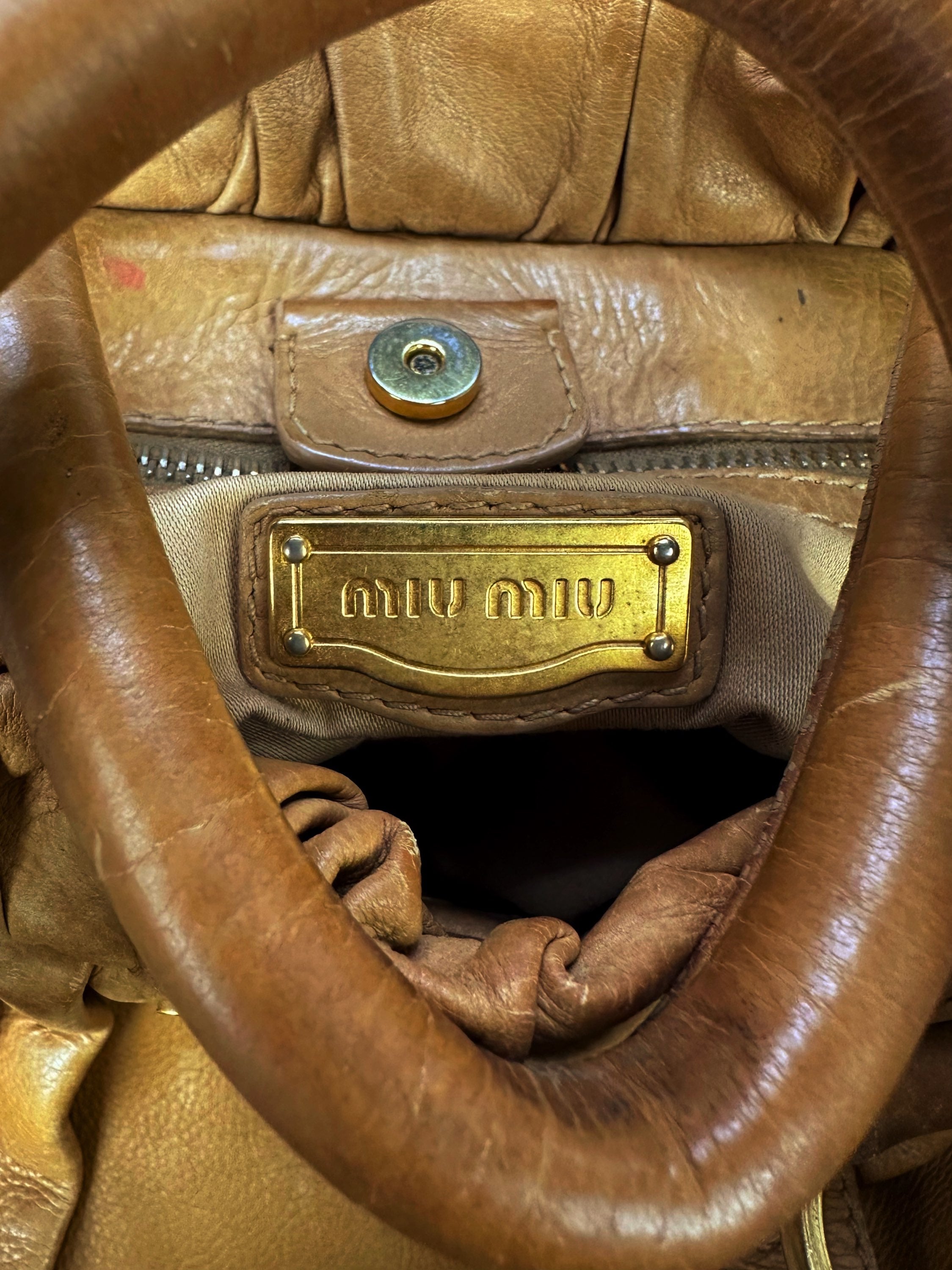 00s Miu Miu Warm Tone Leather ‘Tassel’ Hand Bag