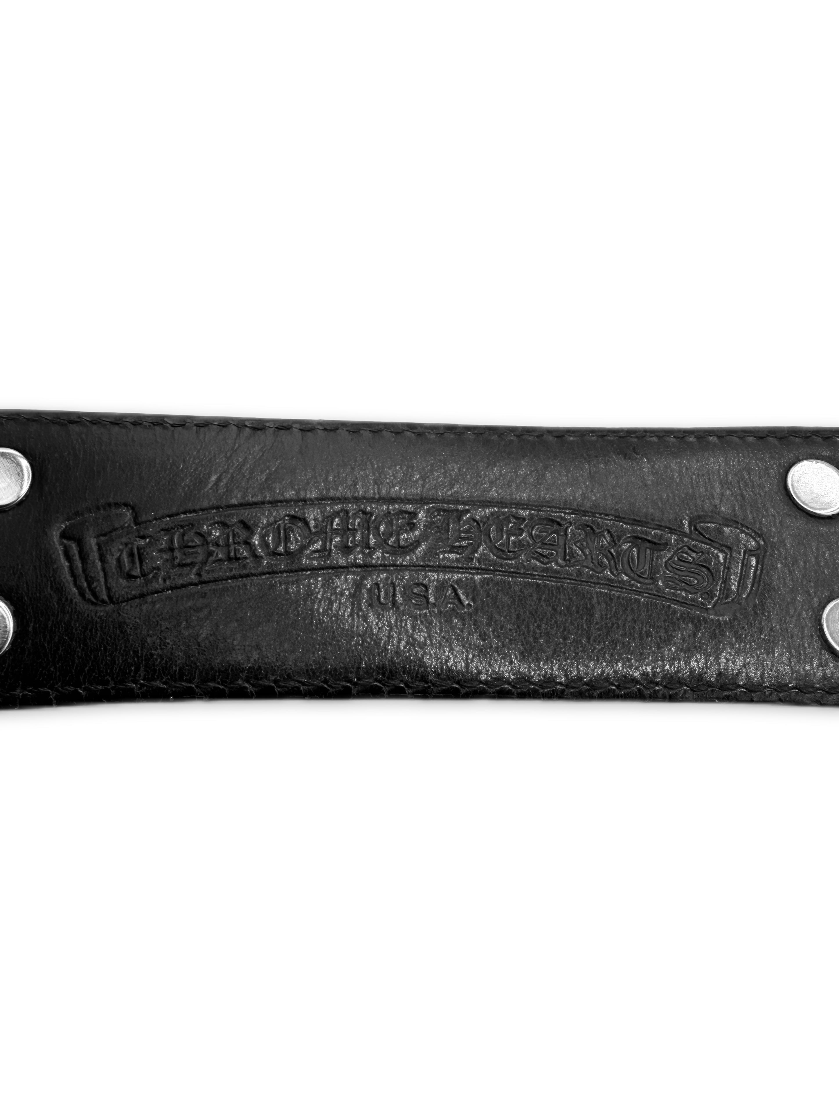 Chrome Hearts Double 6 Point Star Pendant Black Leather Belt Strap