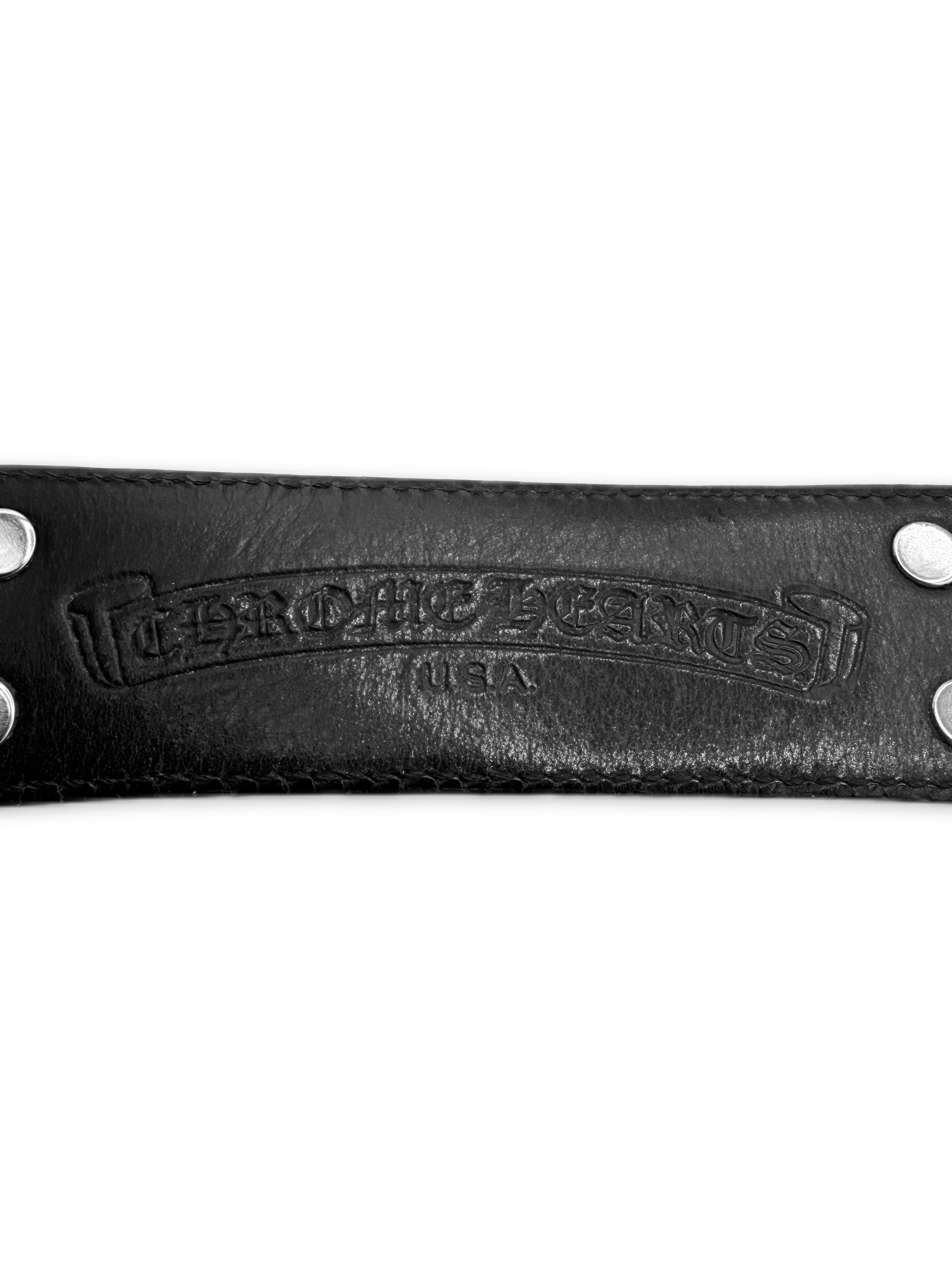 Chrome Hearts Double 6 Point Star Pendant Black Leather Belt Strap