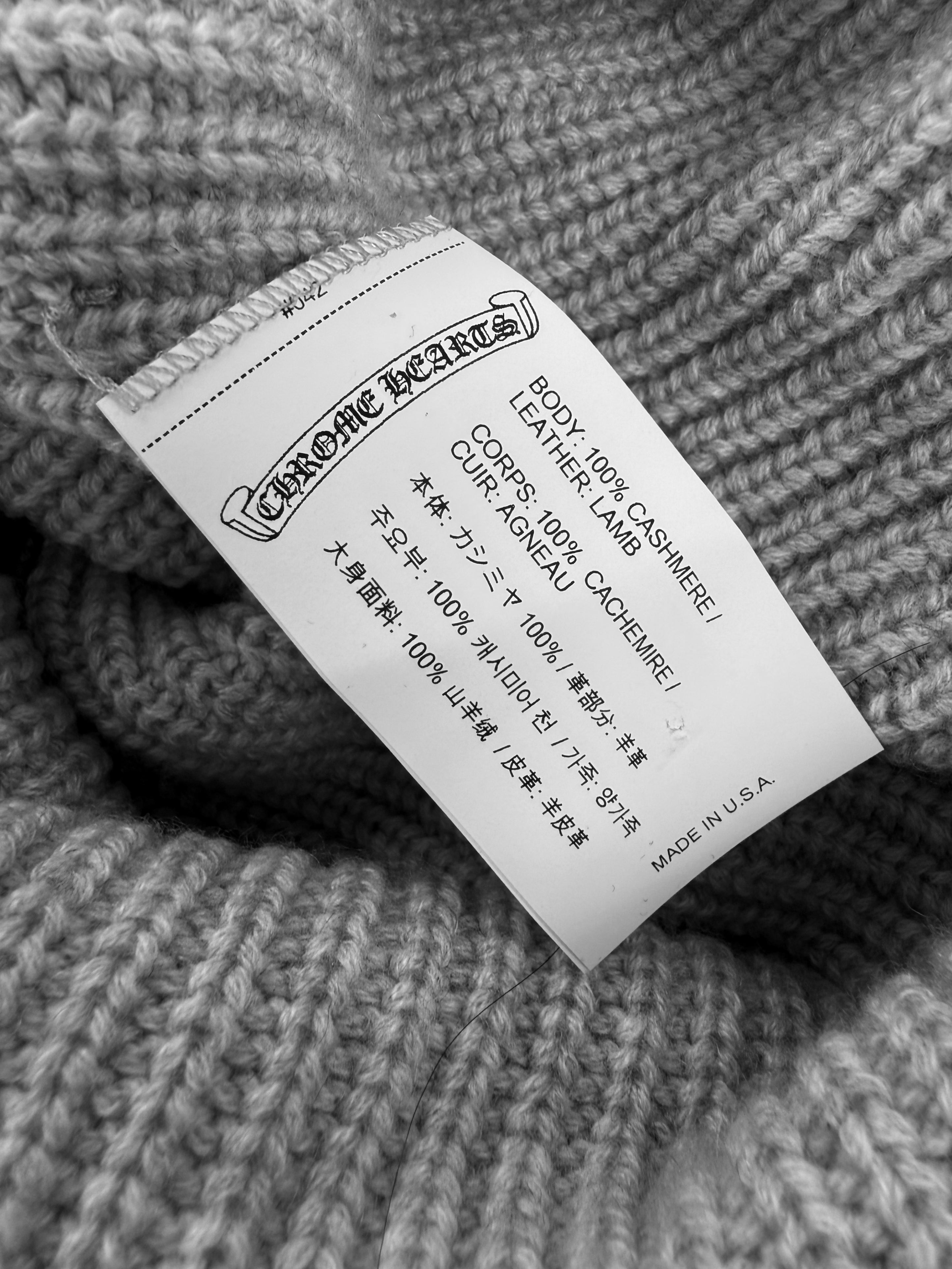 Chrome Hearts Star Patch ‘Sludge’ Grey Ribbed .925 Silver Beanie