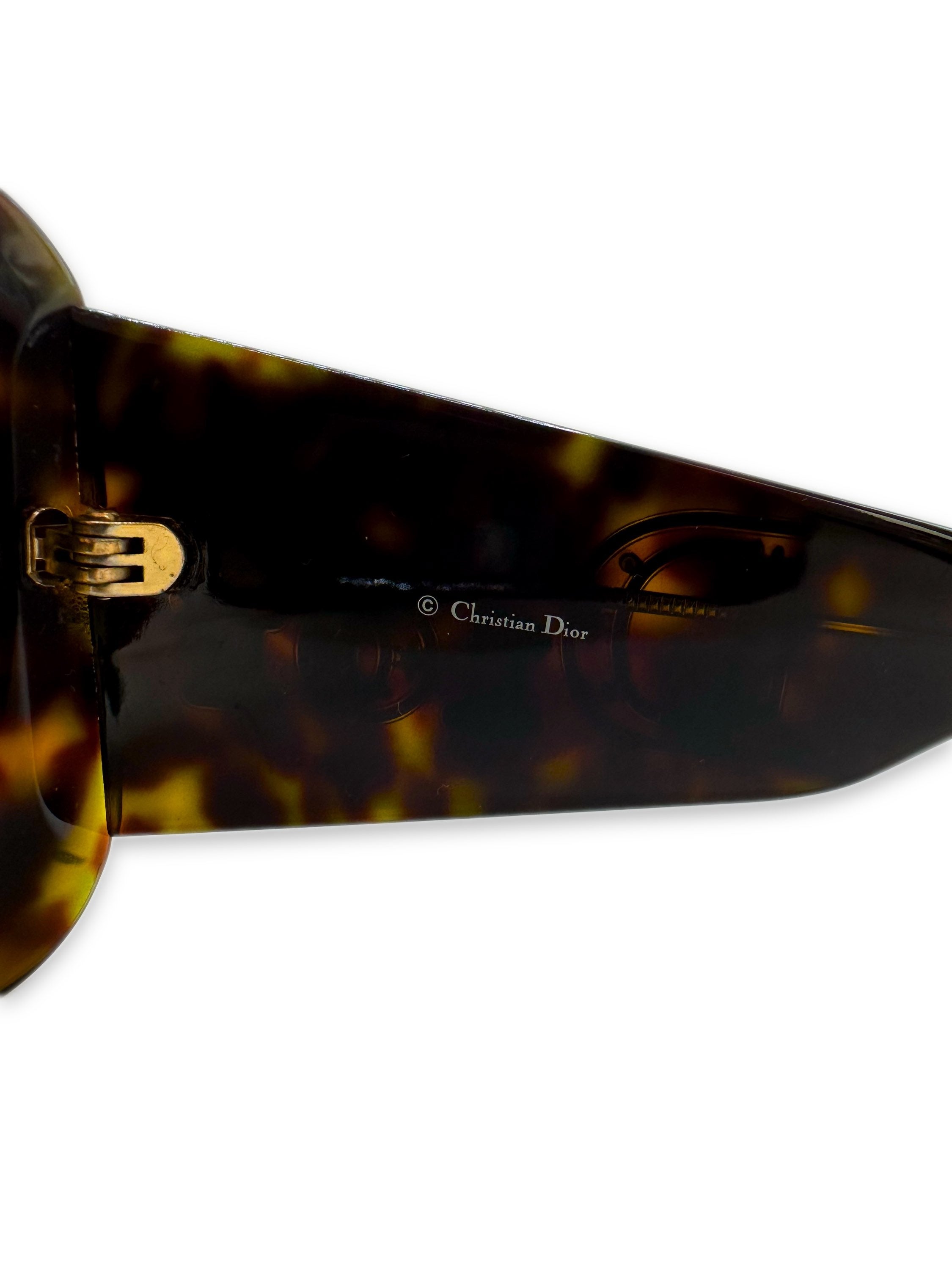 00s Dior Shield Frame Warm Tint Gold Logo Sunglasses