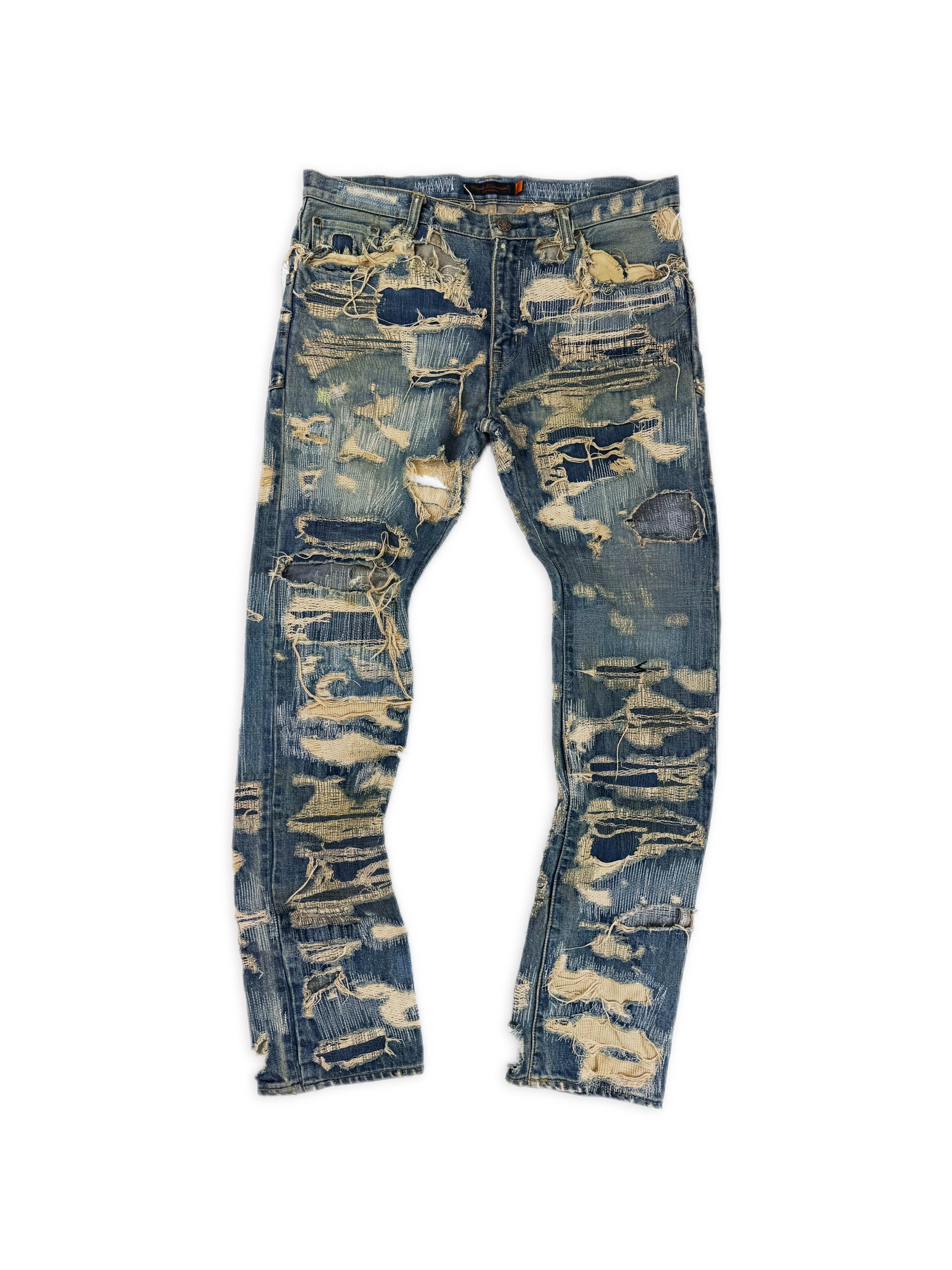 AW05 Undercover 85 ‘Arts &amp; Crafts’ Blue Unaltered Denim Jeans