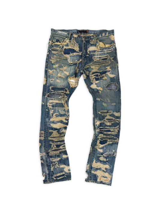 AW05 Undercover 85 ‘Arts & Crafts’ Blue Unaltered Denim Jeans