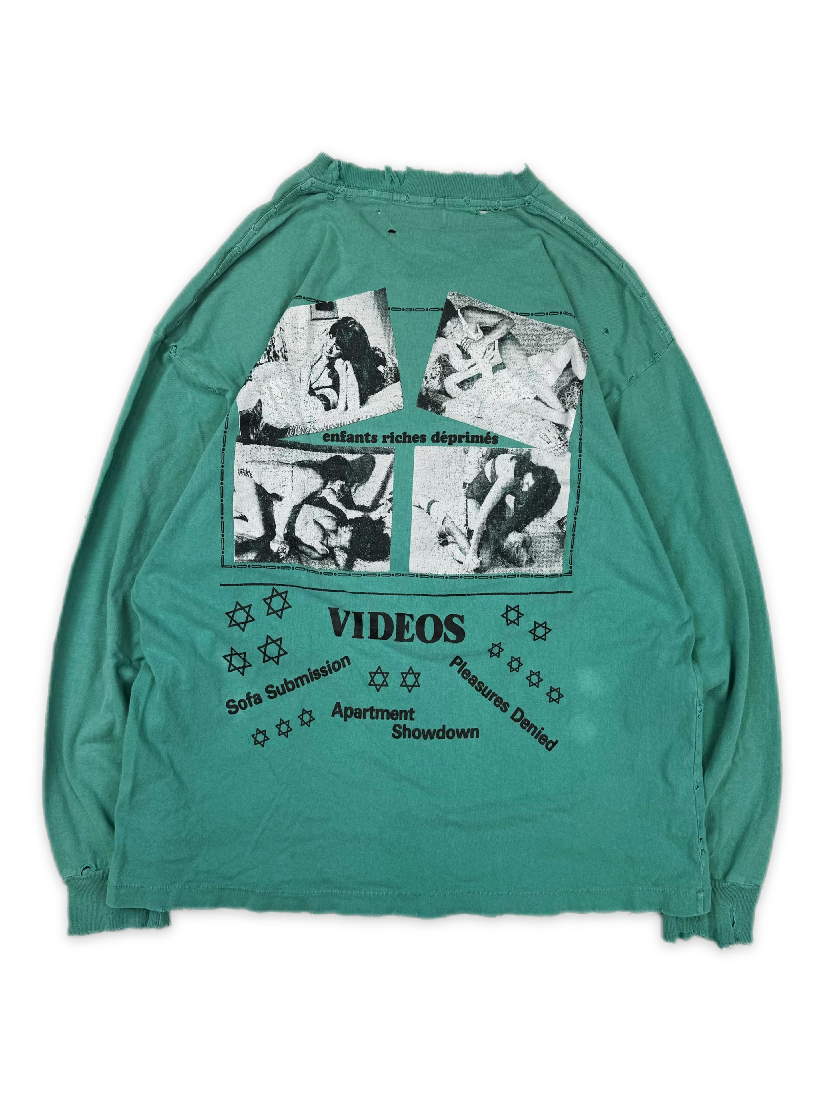 Enfants Riches Deprimes ‘Pleasures Denied’ Teal Distressed Long Sleeve