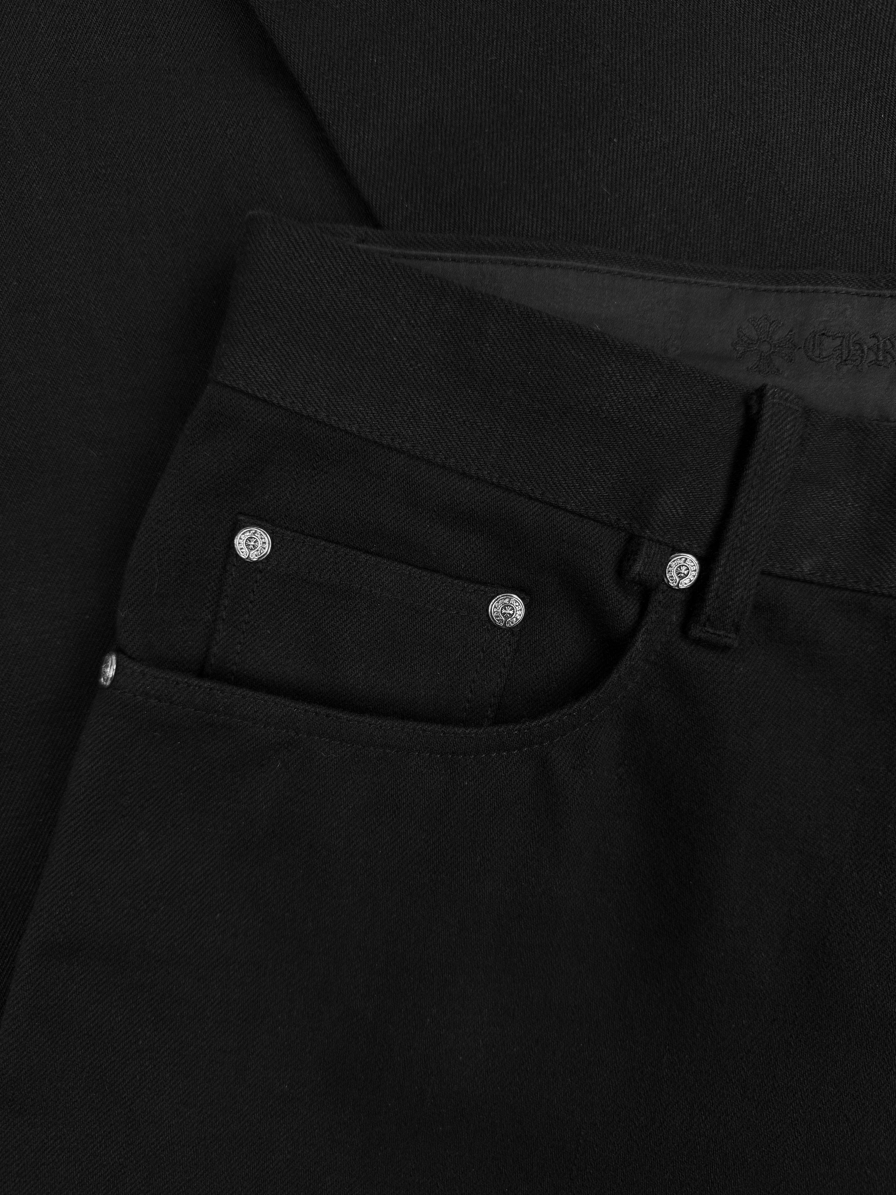 Chrome Hearts Boot Cut Fleur Knee .925 Silver Black Denim Jeans