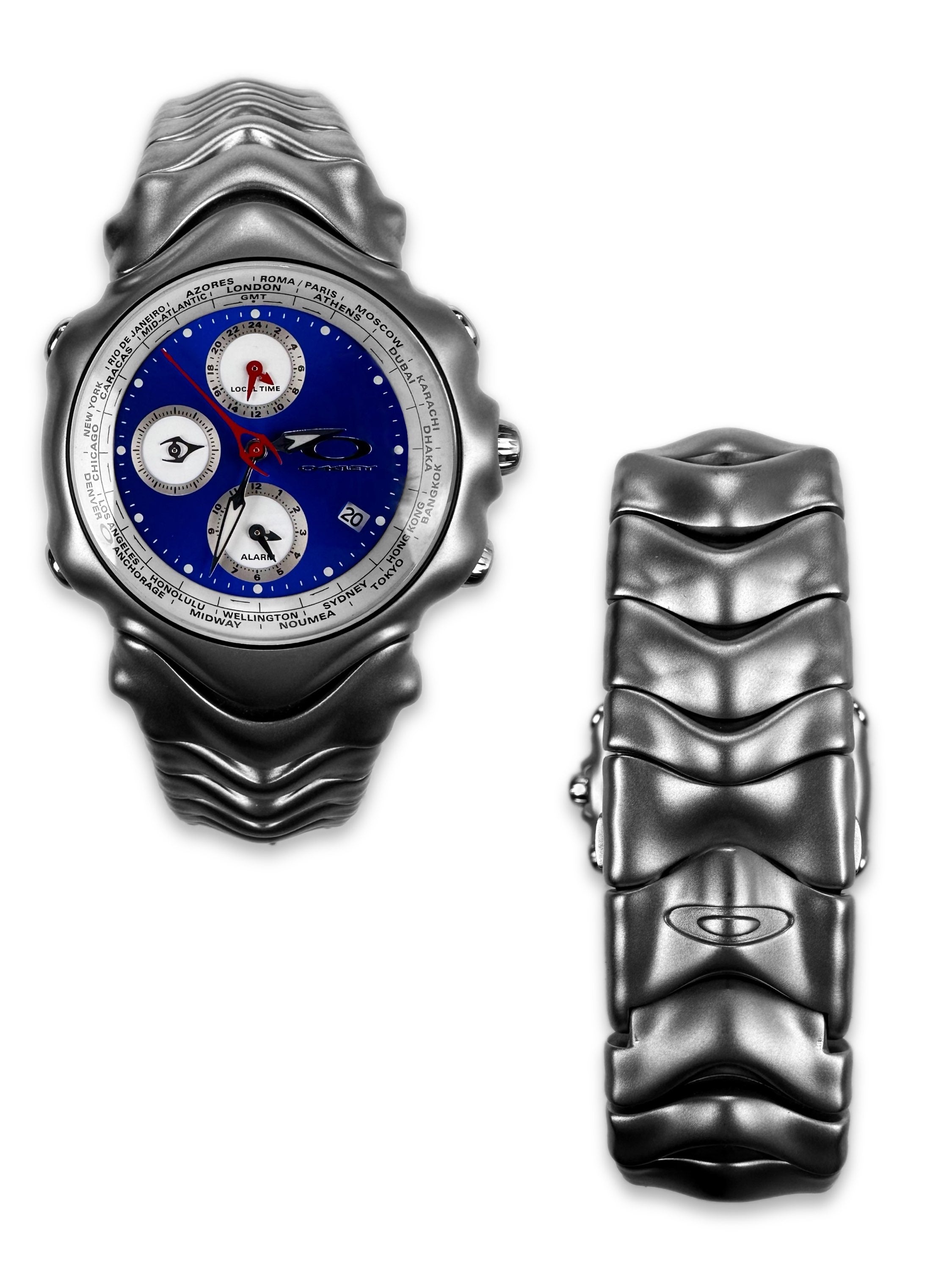 2003 Oakley ‘GMT’ Honed Blue Triple Chronograph Wristwatch