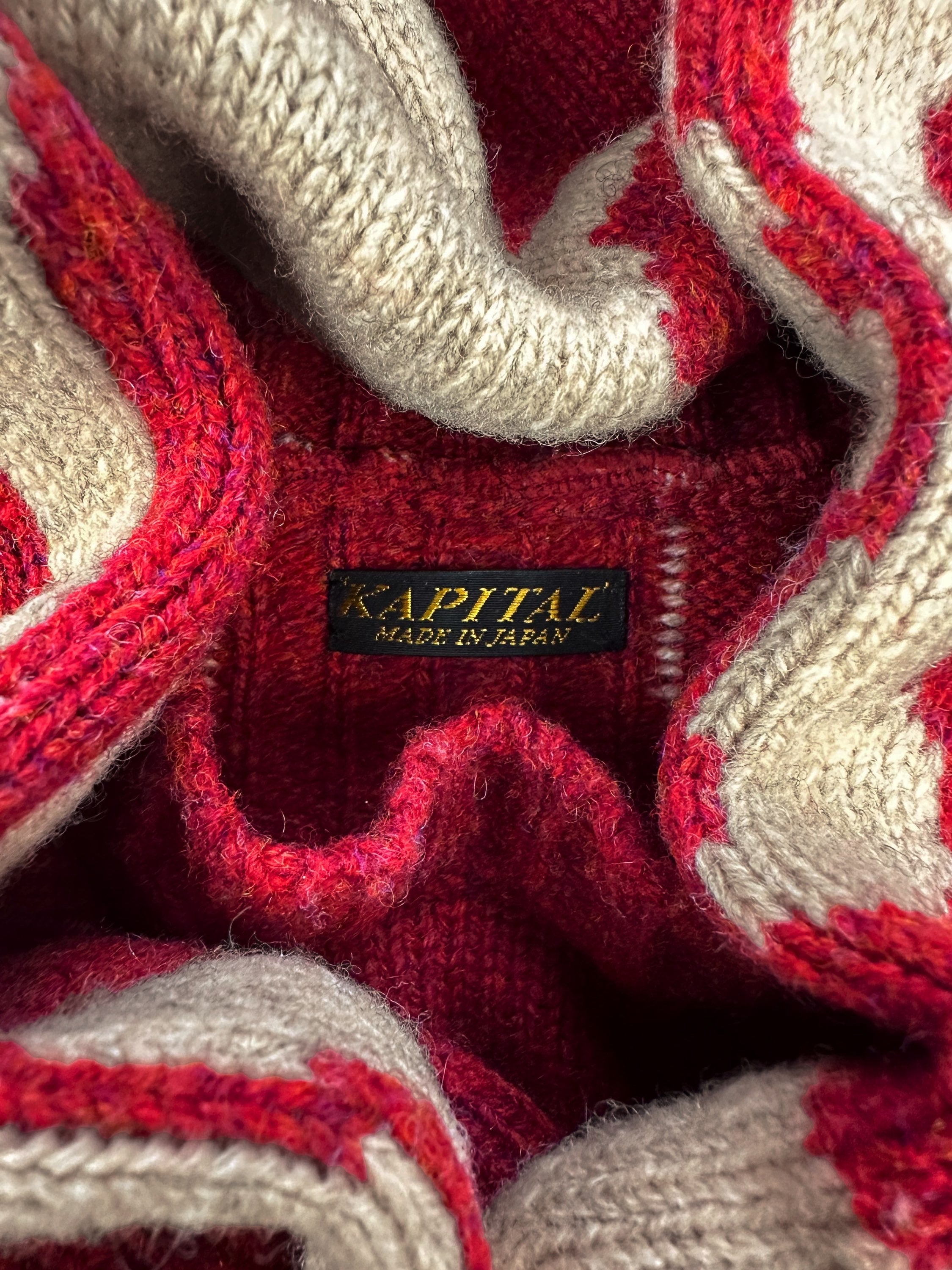 AW21 Kapital ‘Bone’ 5G Skeleton Knit Wool Burnt Red Sweater