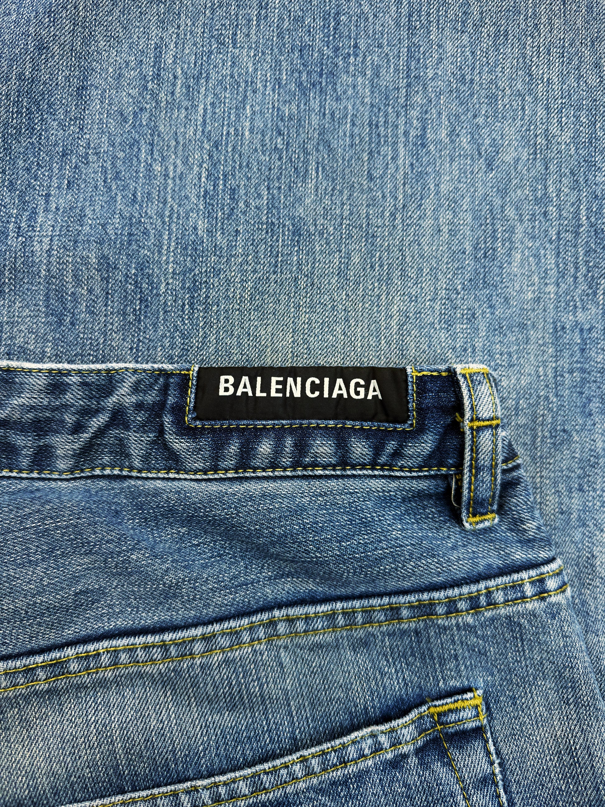 SS24 Balenciaga ‘Skater’ Drawstring Shoelace Light Wash Baggy Denim