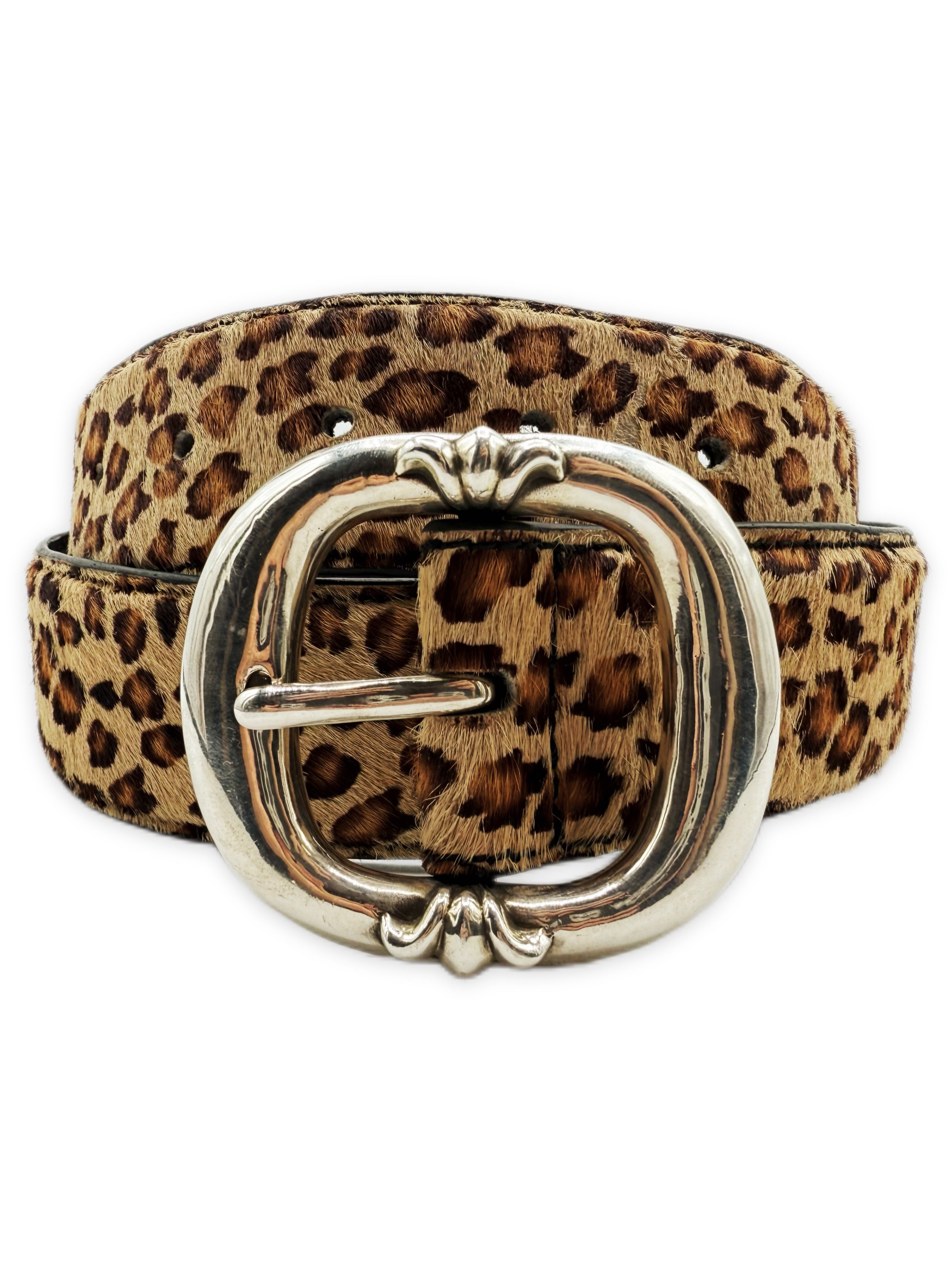 Chrome Hearts Cheetah Pony Hair Gunslinger Leather Belt