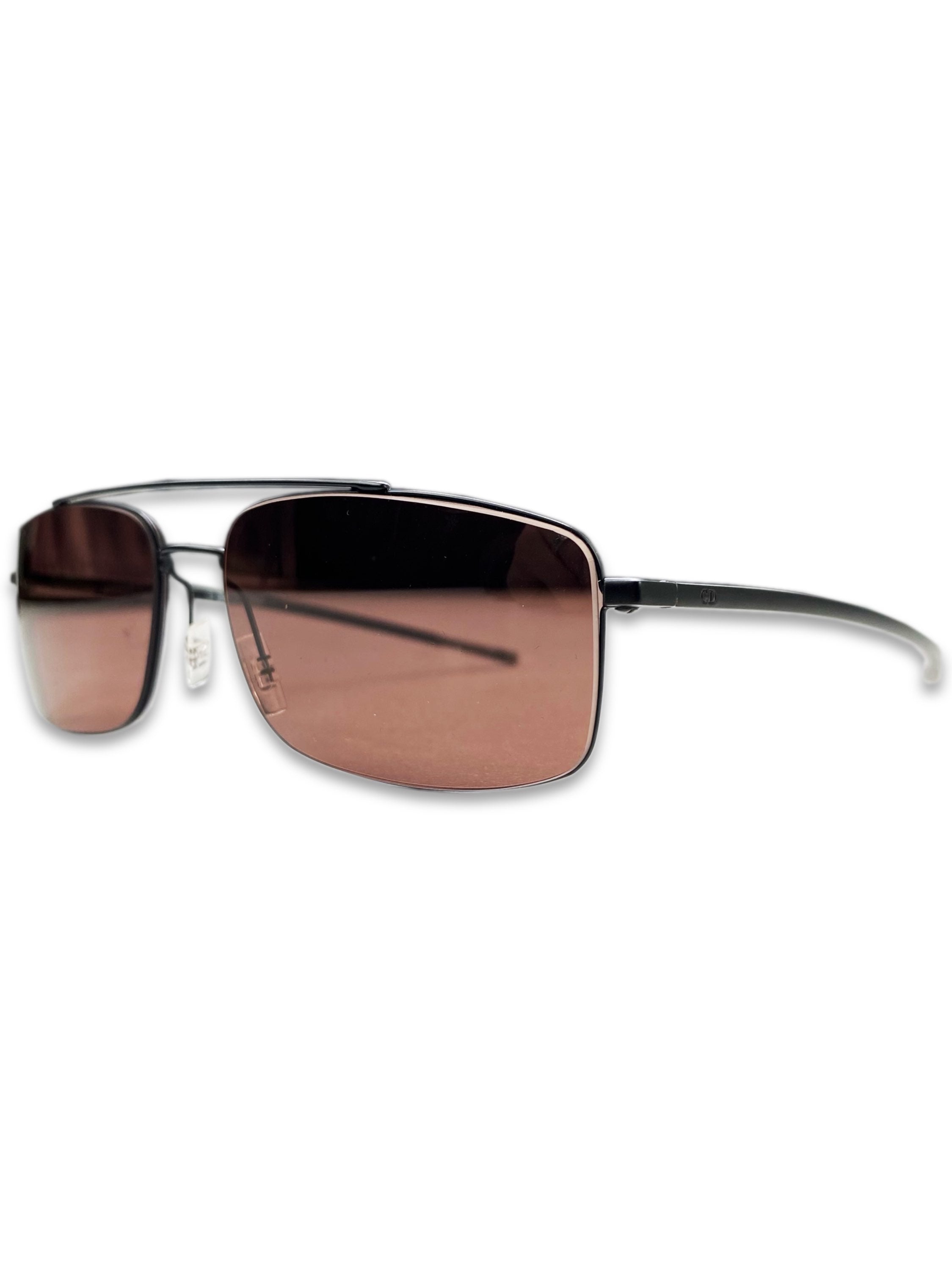 Dior Homme Rose Tint Rounded Skinny Frame Etched Sunglasses