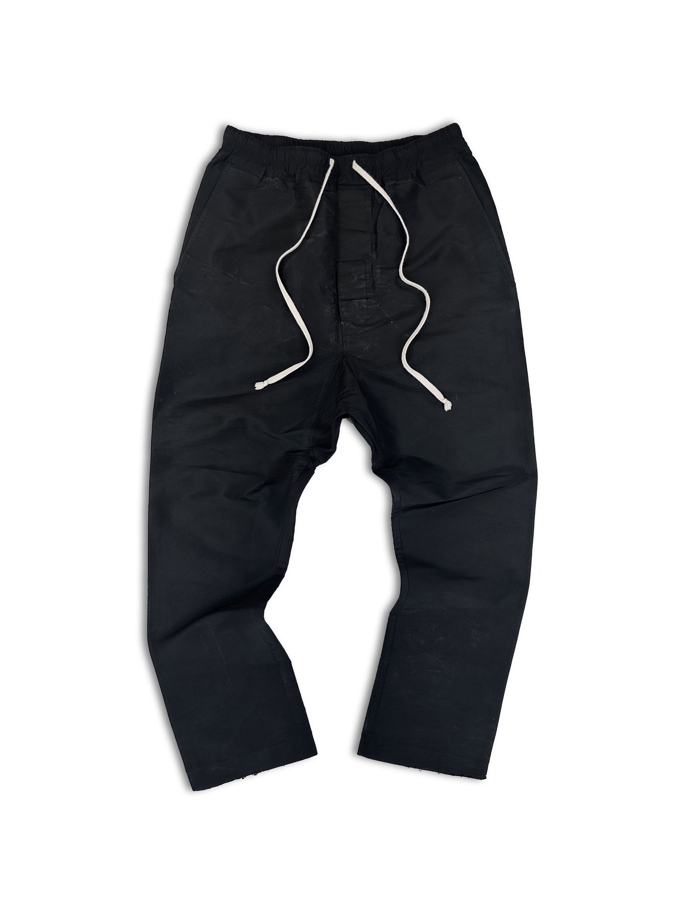 SS17 Rick Owens ‘Walrus’ Black Drop Crotch Nylon Pants