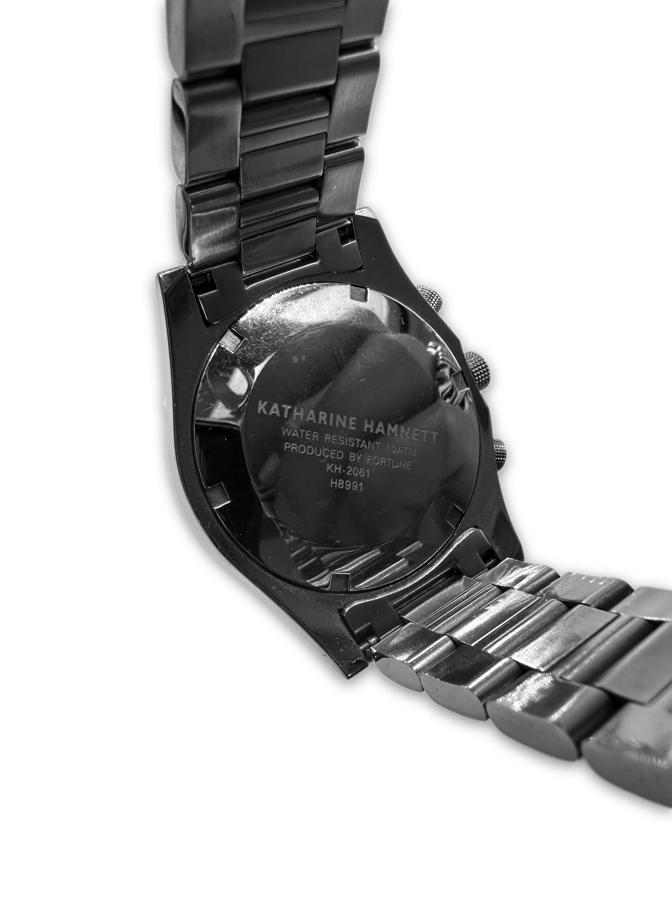 00s Katharine Hamnett ‘Triple Chronograph’ Silver Wrist Watch