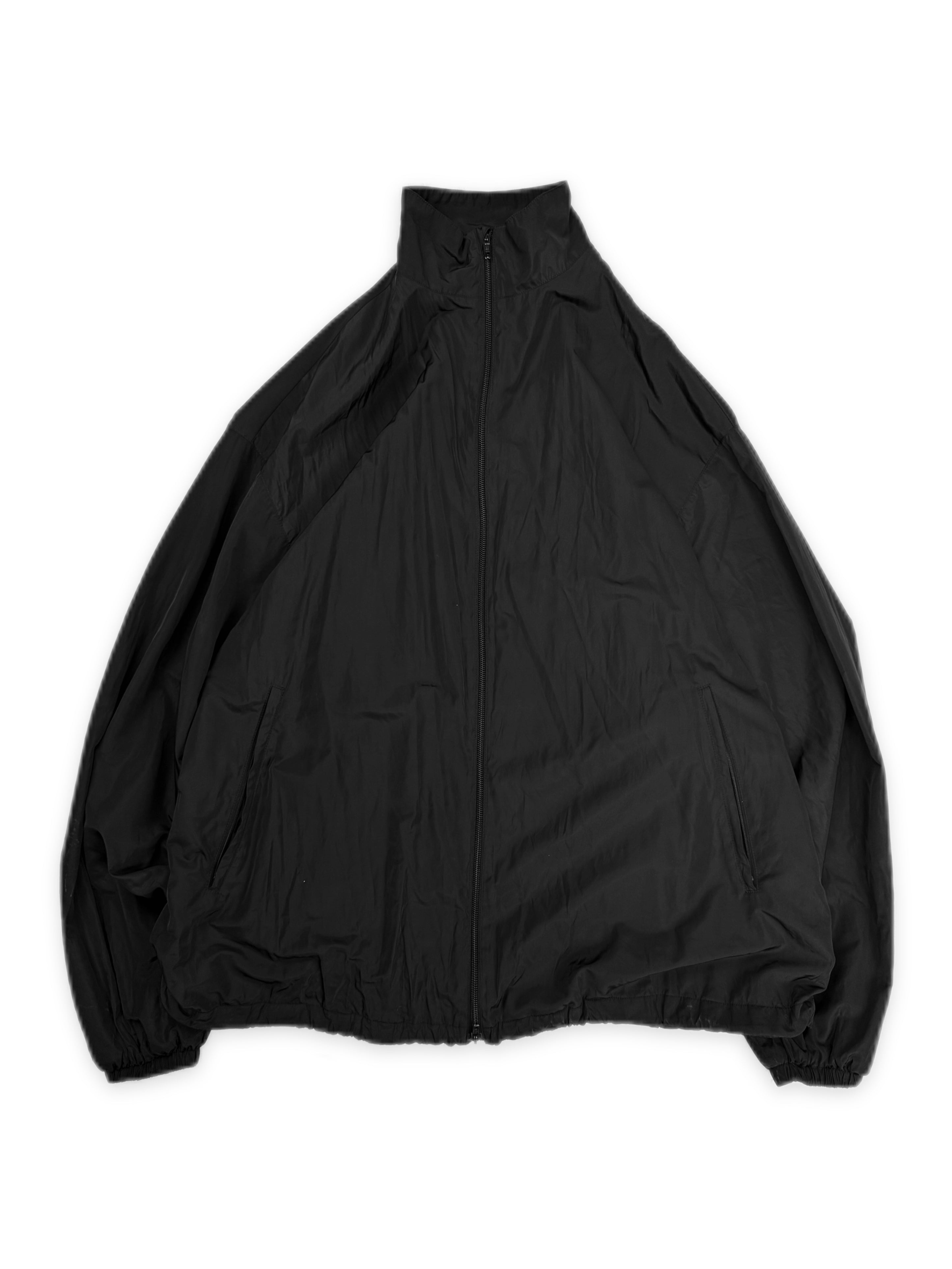 AW22 Balenciaga Activewear Collar Logo Black Nylon Oversized Jacket