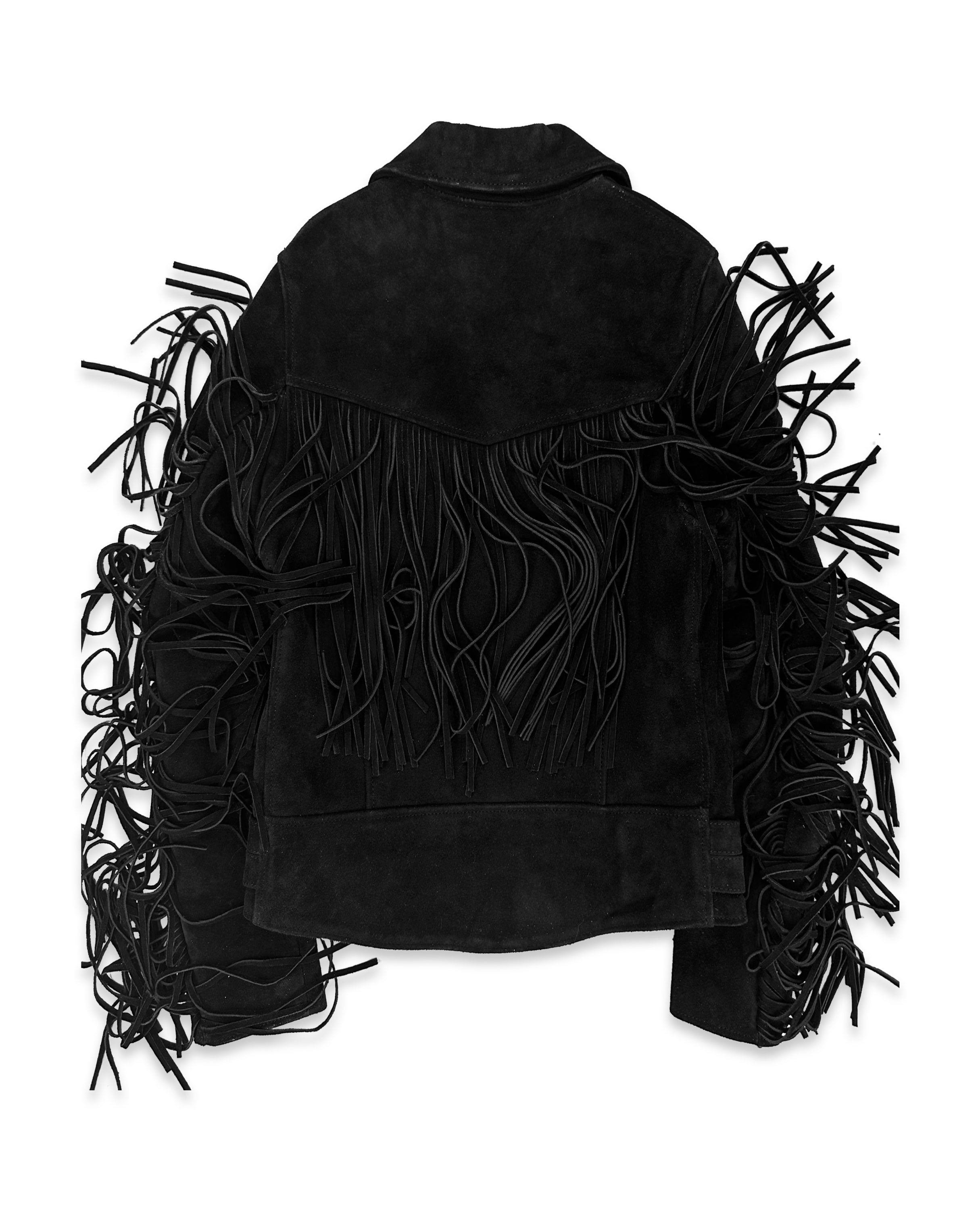 AW22 Blackmeans ‘Fringe’ Black Suede Western Biker Jacket