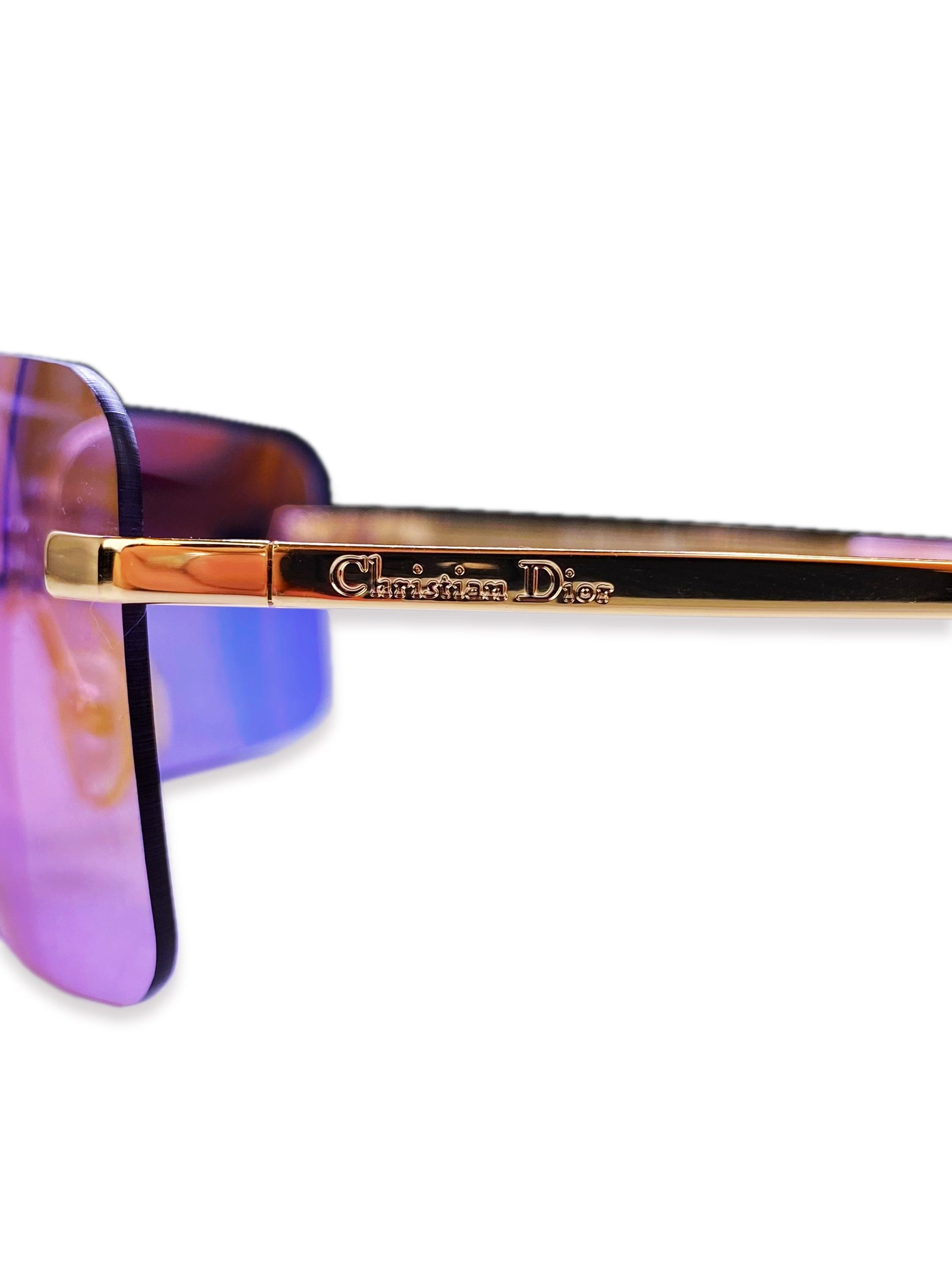 2000’s Dior Violet Tint Gold Rounded Frame Sunglasses