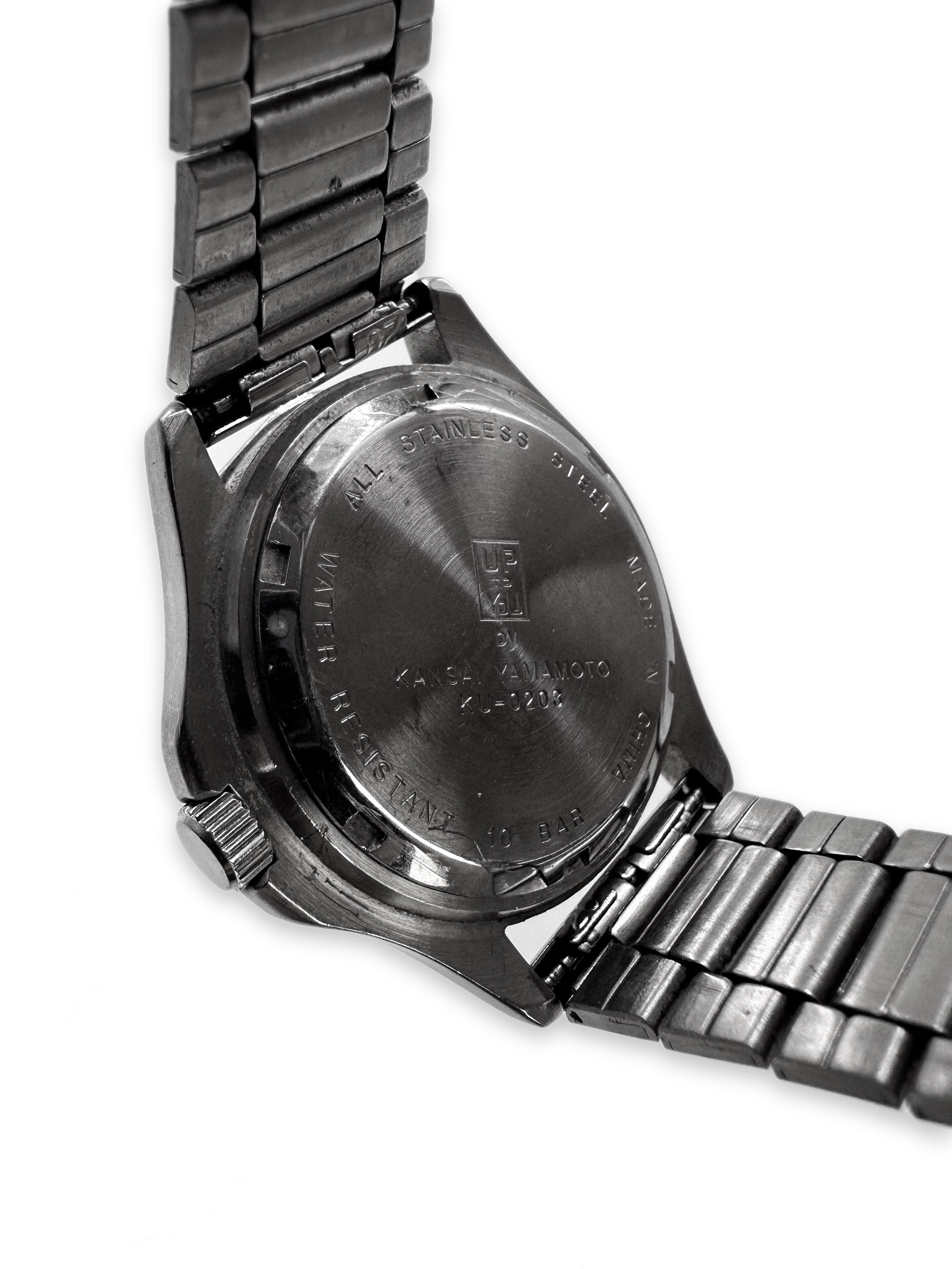 00s Kansai Yamamoto Stainless Steel Rounded Face Wristwatch
