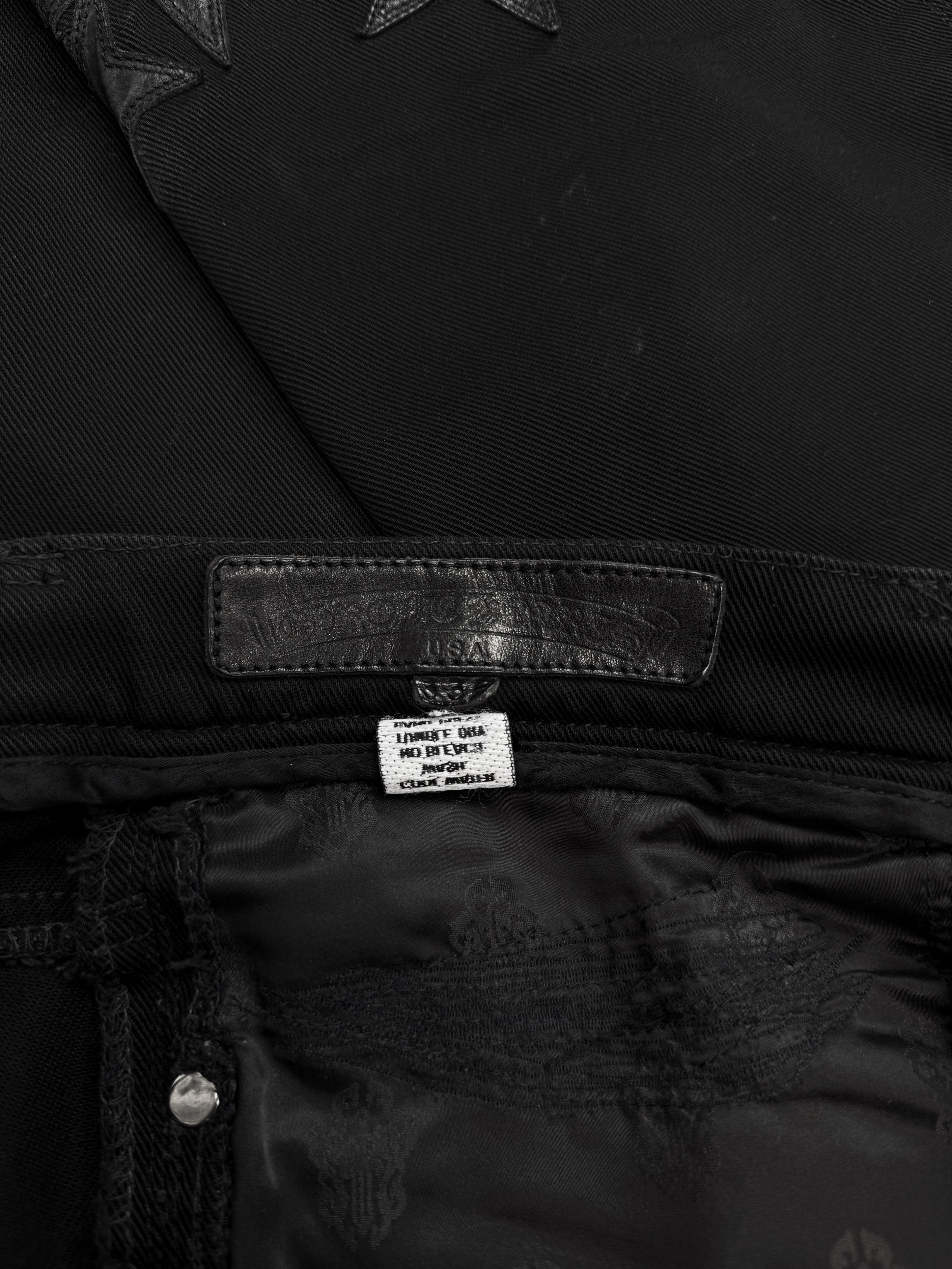 Chrome Hearts 22 Star Patch Fleur Knee Black Denim Jeans
