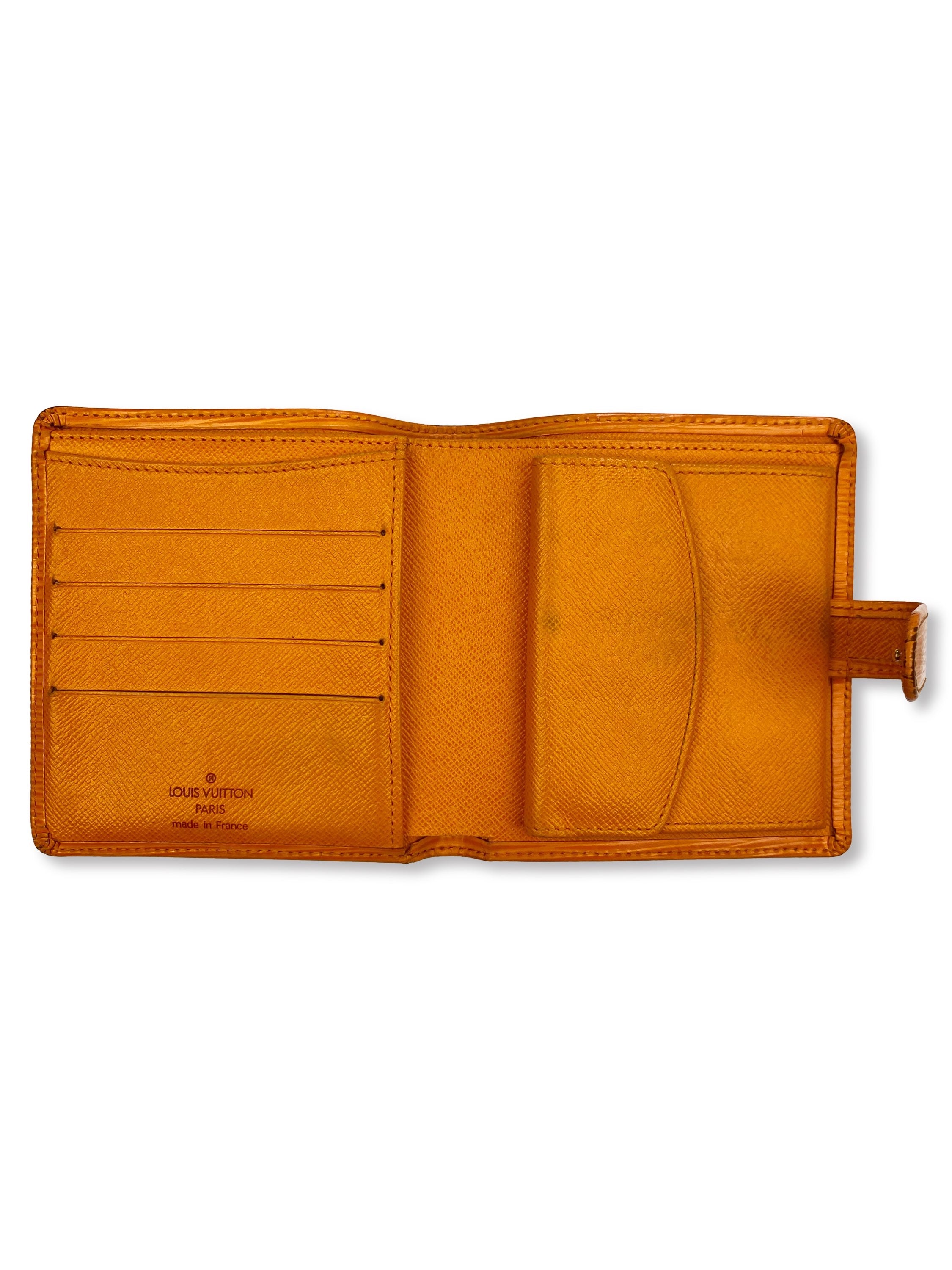 Louis Vuitton Orange Epi Button Clasp Embossed LV Wallet