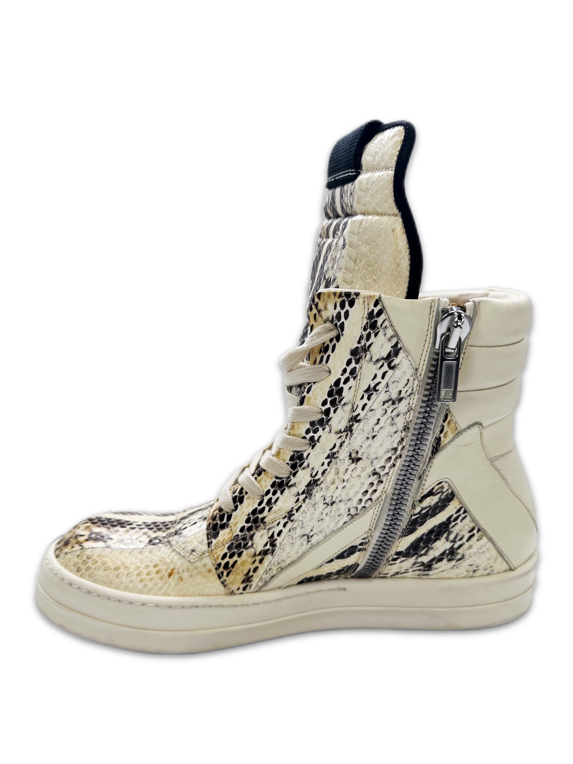 SS22 Rick Owens ‘Painted’ Python Skin Geobasket Sneakers