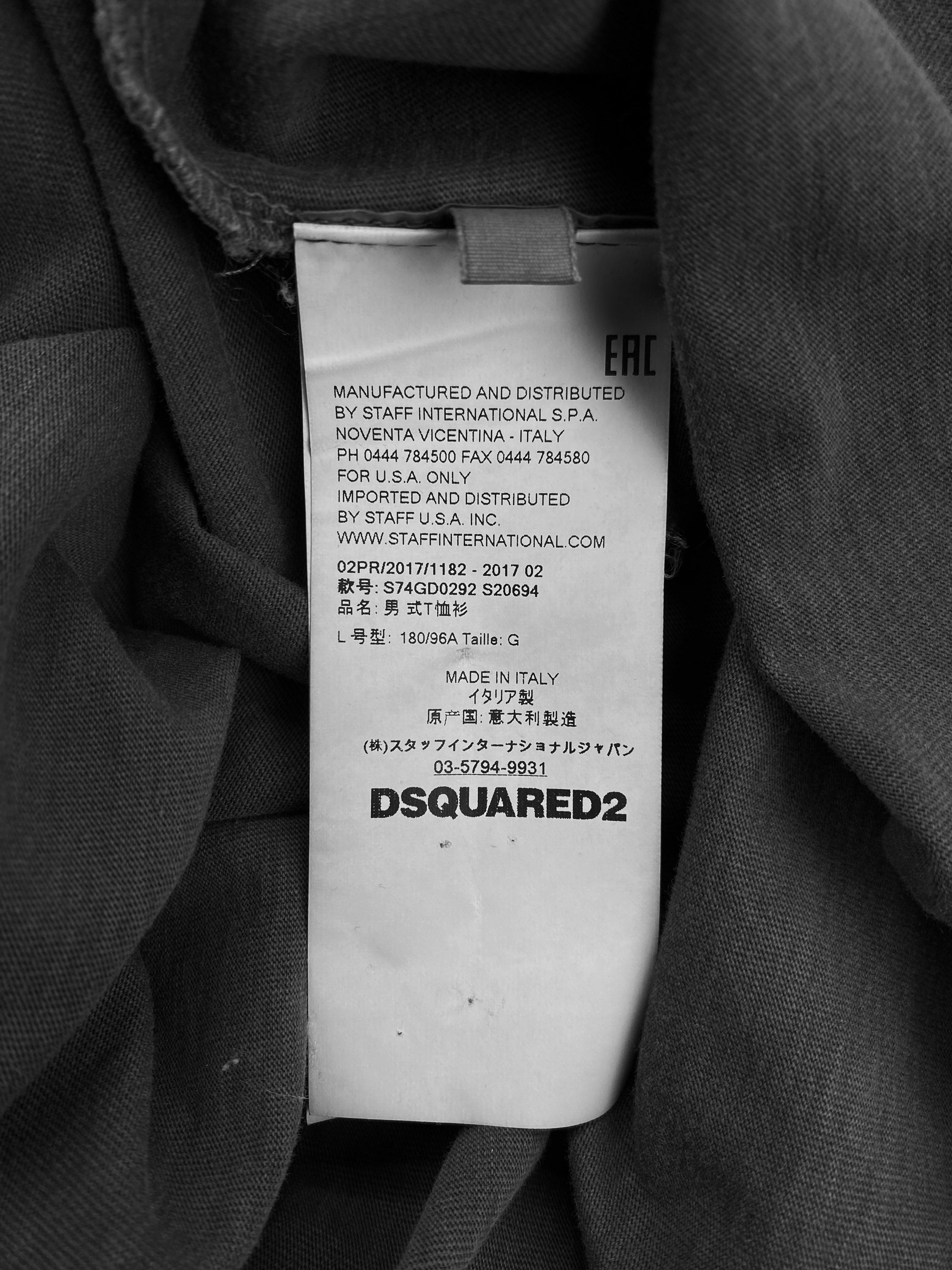 AW17 Dsquared2 Grey Embroidered Logo Pocket T-shirt