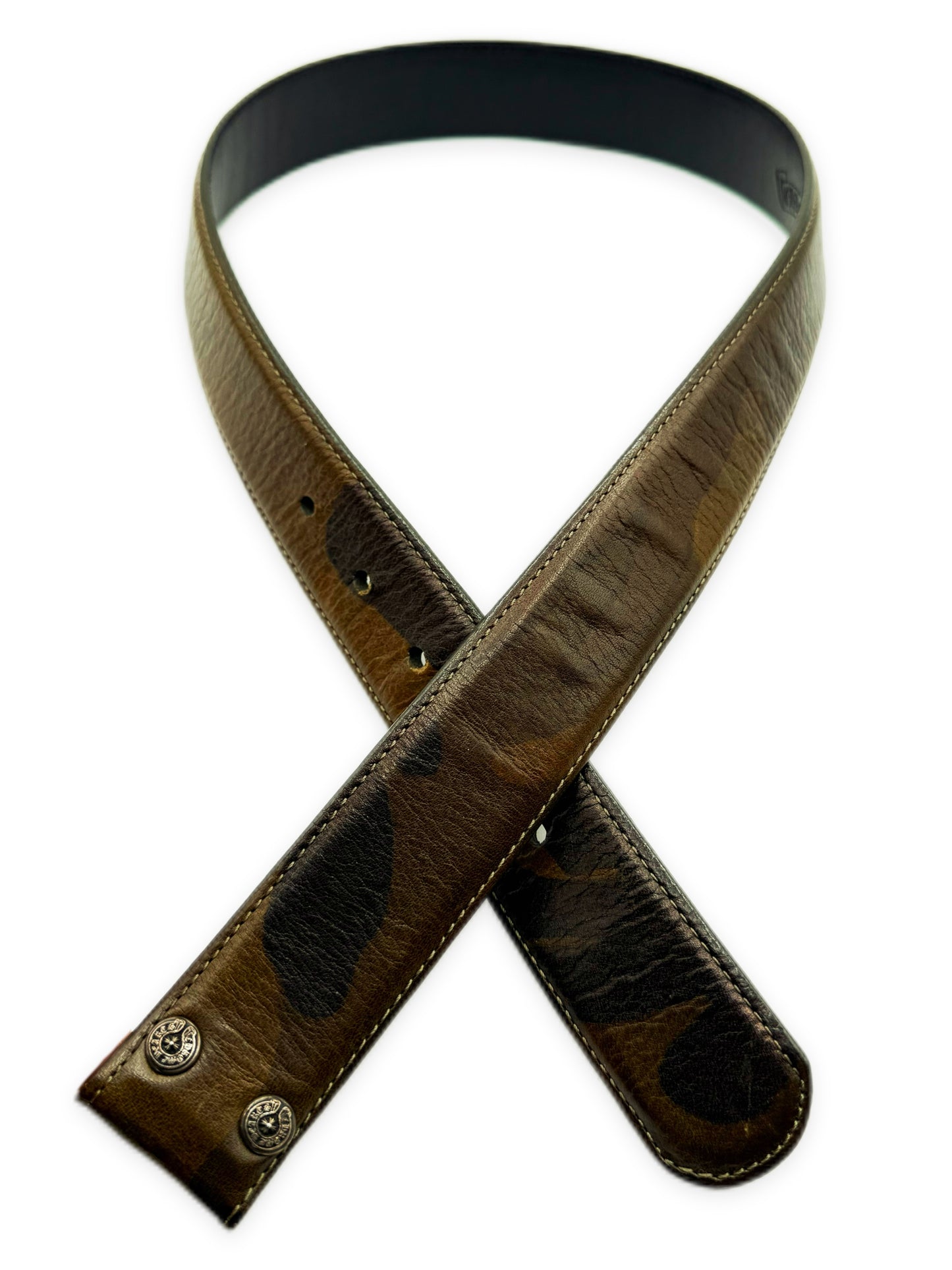 Chrome Hearts Green Camouflage .925 Silver Leather Belt Strap