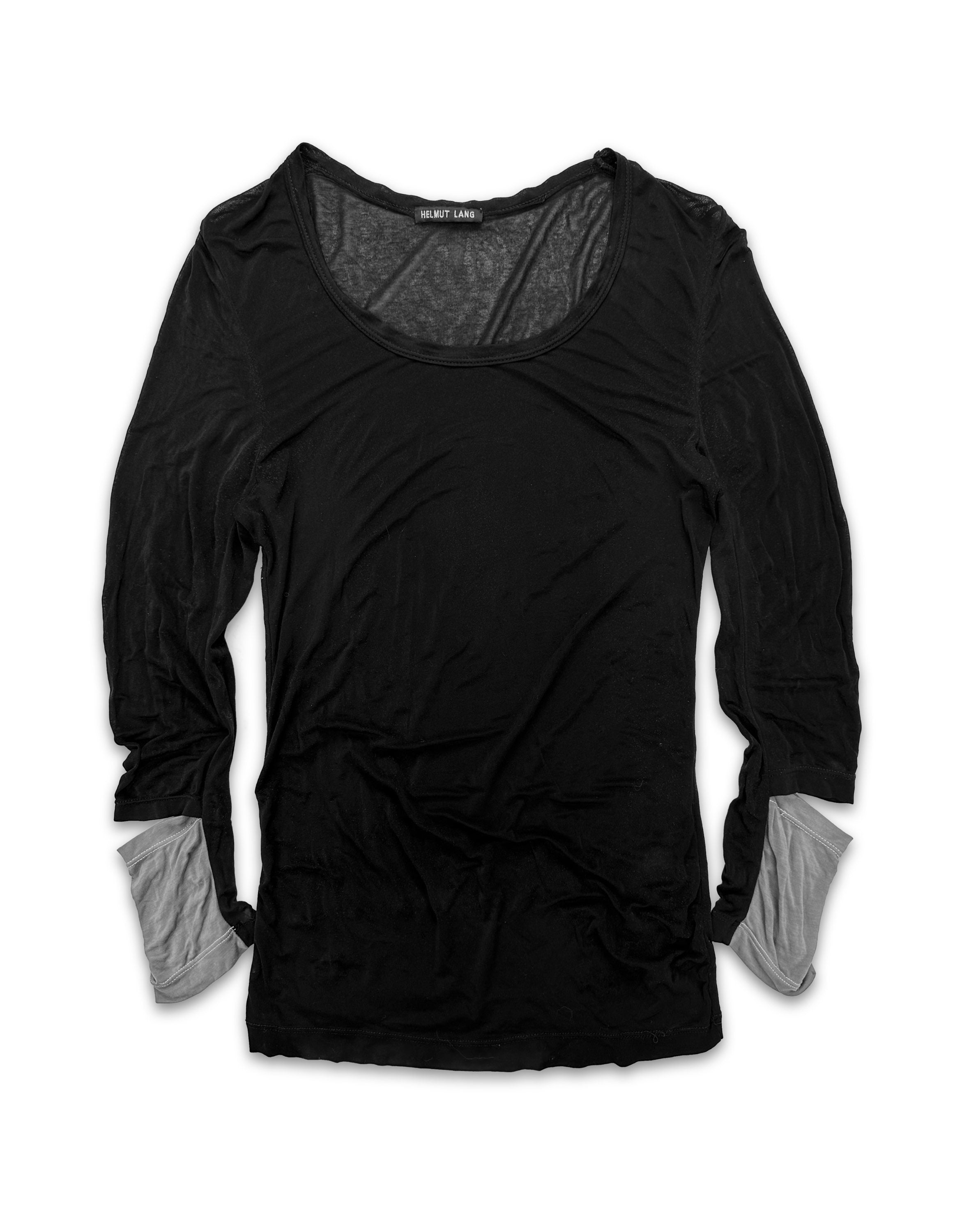 90s Helmut Lang ‘Split’ Cuff Light Two Tone Long Sleeve Shirt