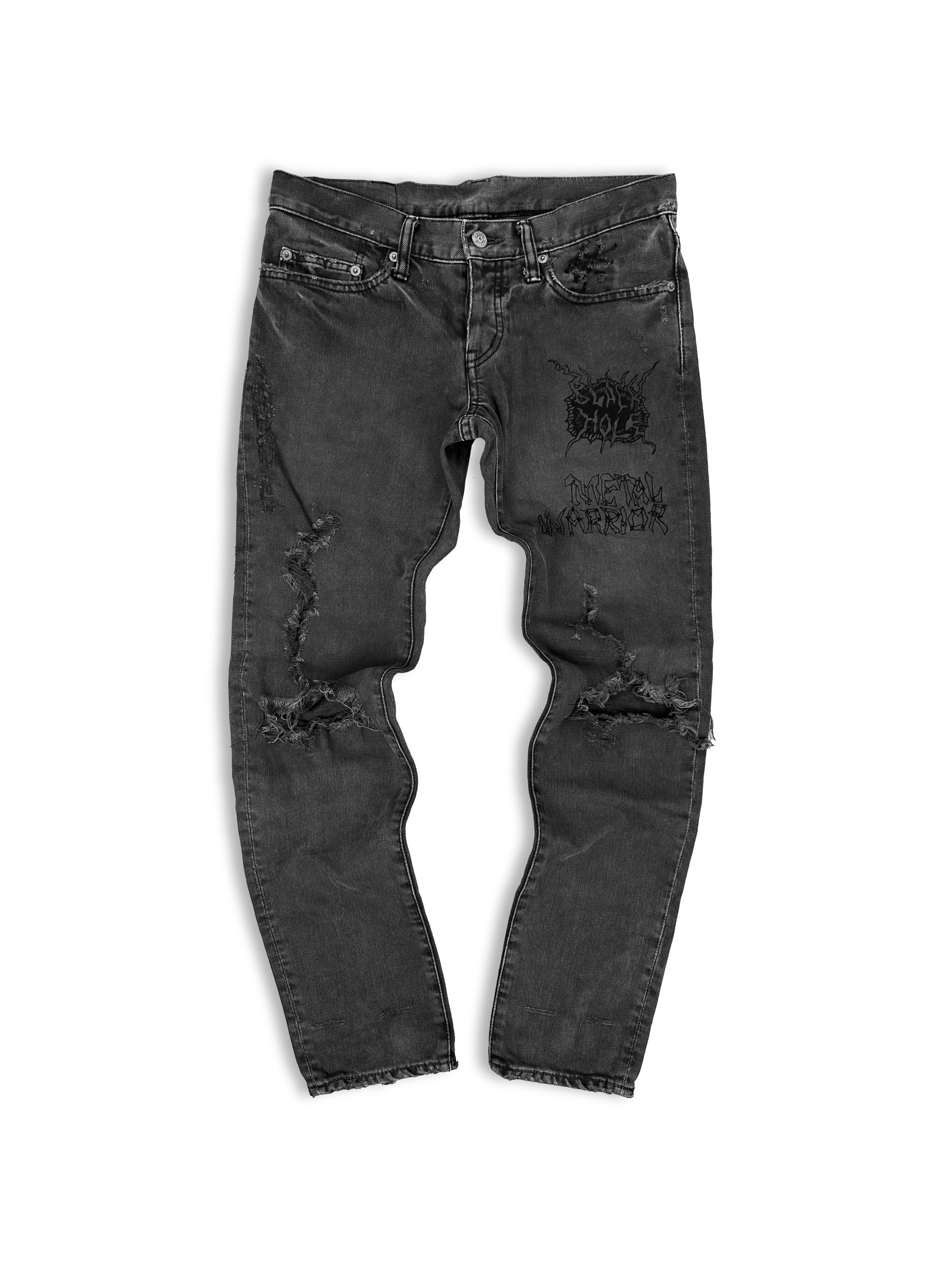 00s Hysteric Glamour ‘Stencil’ Distressed Ash Wash Denim