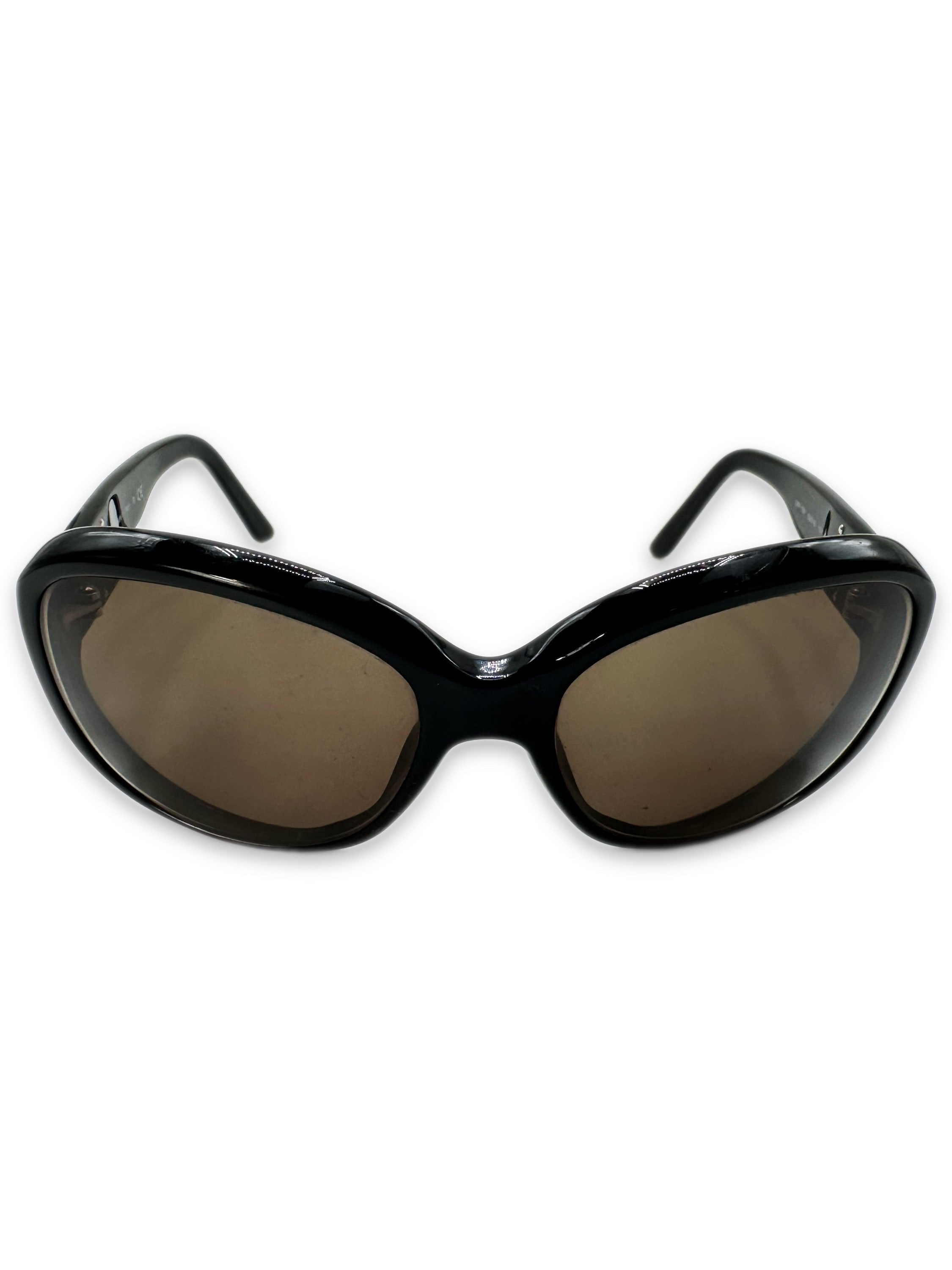Prada Triangle Logo Rounded Frame Warm Tint Sunglasses