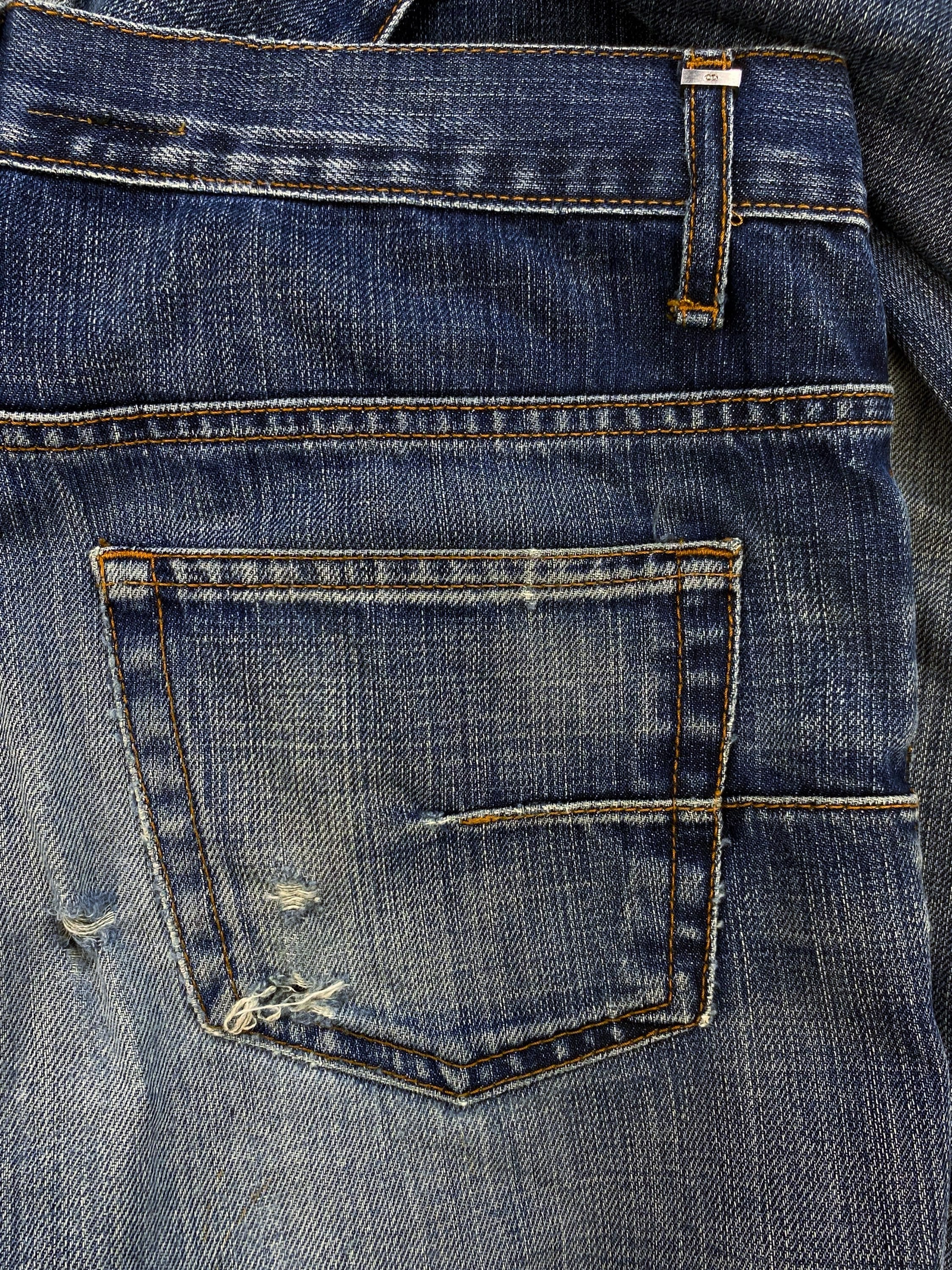 Dior by Hedi Slimane Distressed Dark Wash Indigo Denim