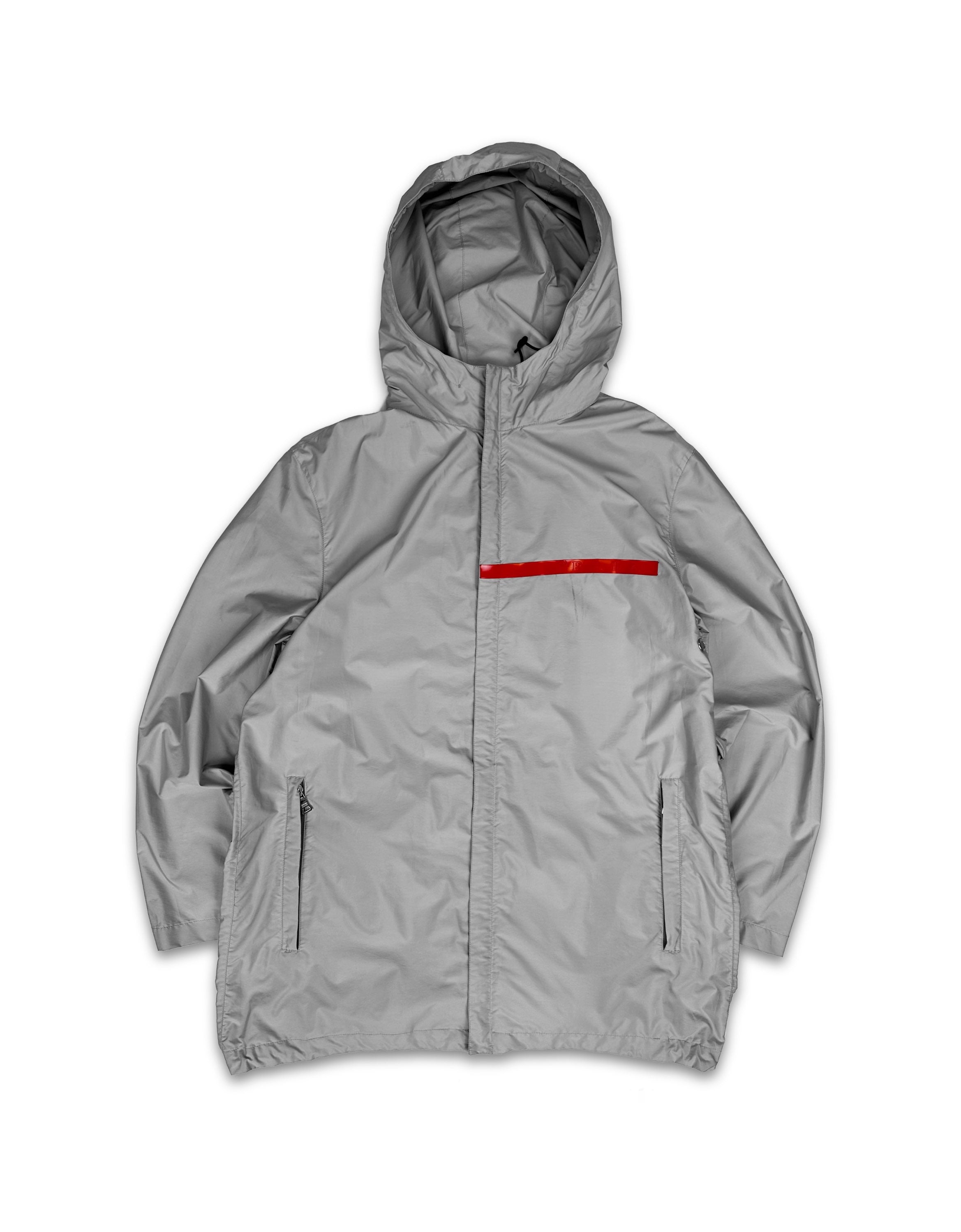 00s Prada Sport ‘Packable’ Linea Rossa Silver Trench Coat