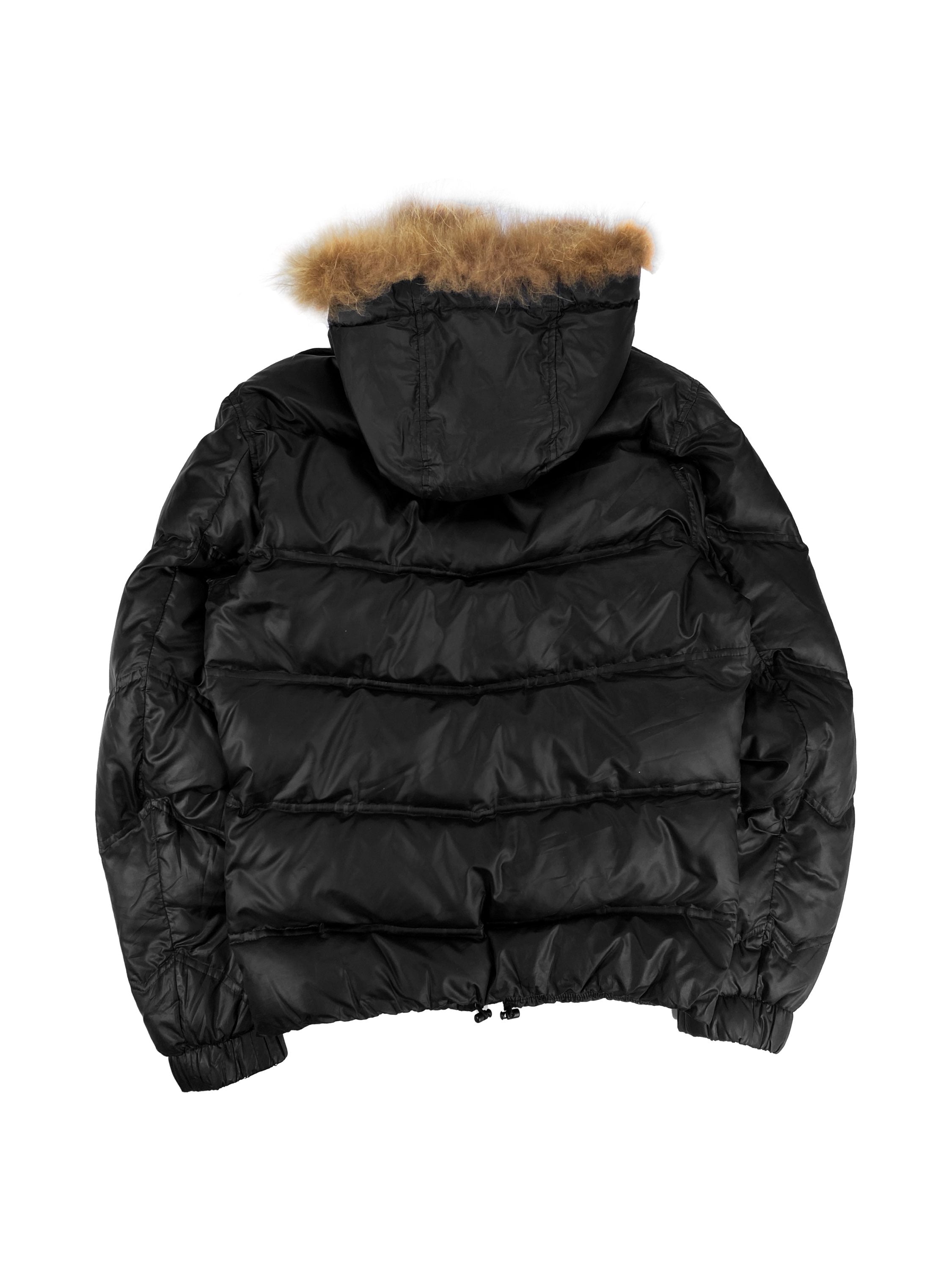 Katharine Hamnett Fur Hooded Black Down Fill Puffer Jacket
