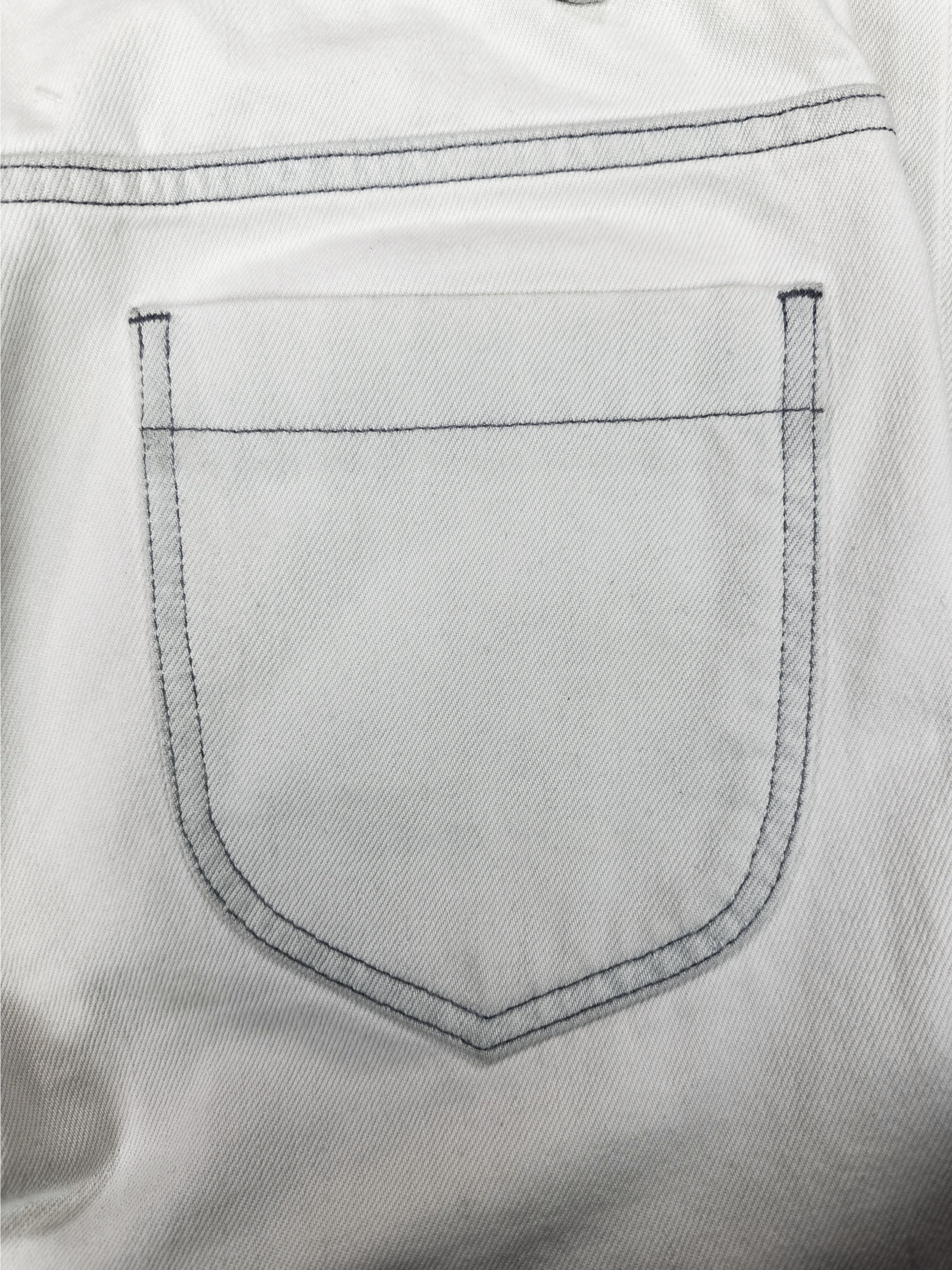 Maison Margiela White Slim Cut Contrast Stitch Denim