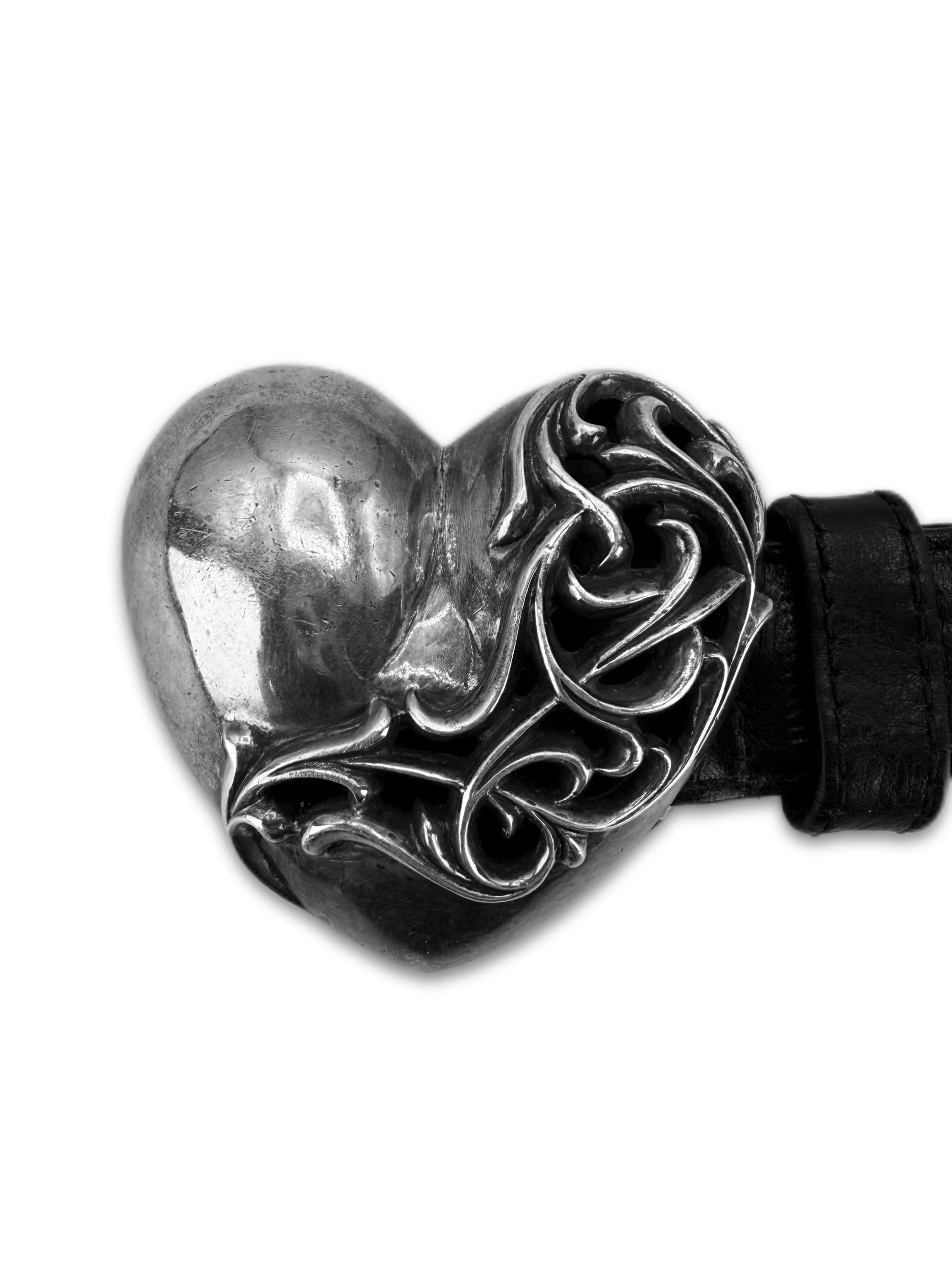 Chrome Hearts ‘Crying Heart’ Buckle .925 Silver Leather Belt