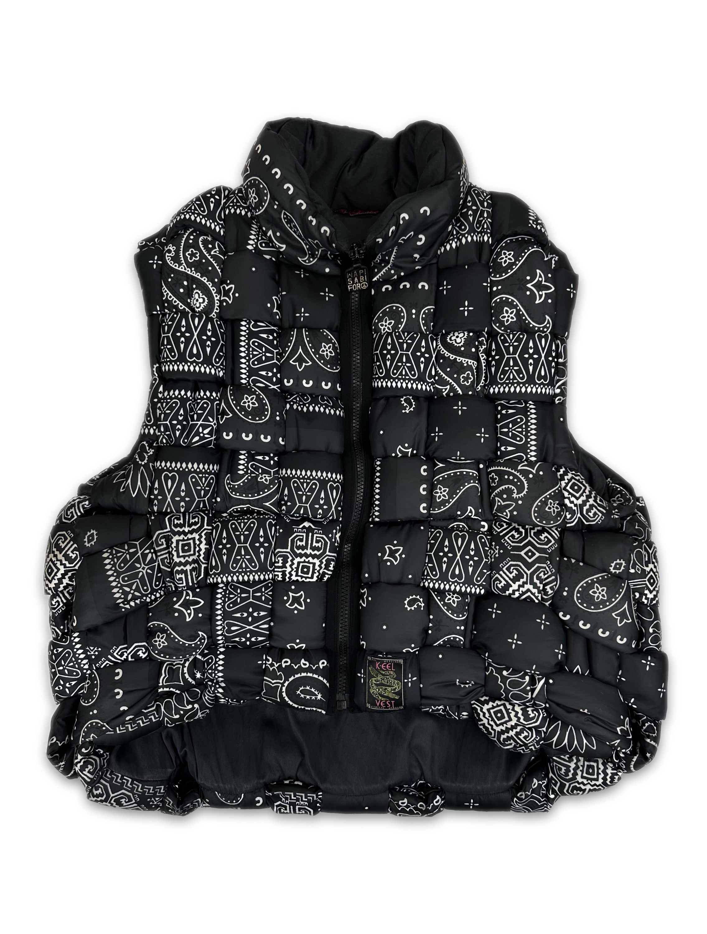 Kapital ‘Keel’ Paisley Woven Dark Blue Nylon Puffer Vest