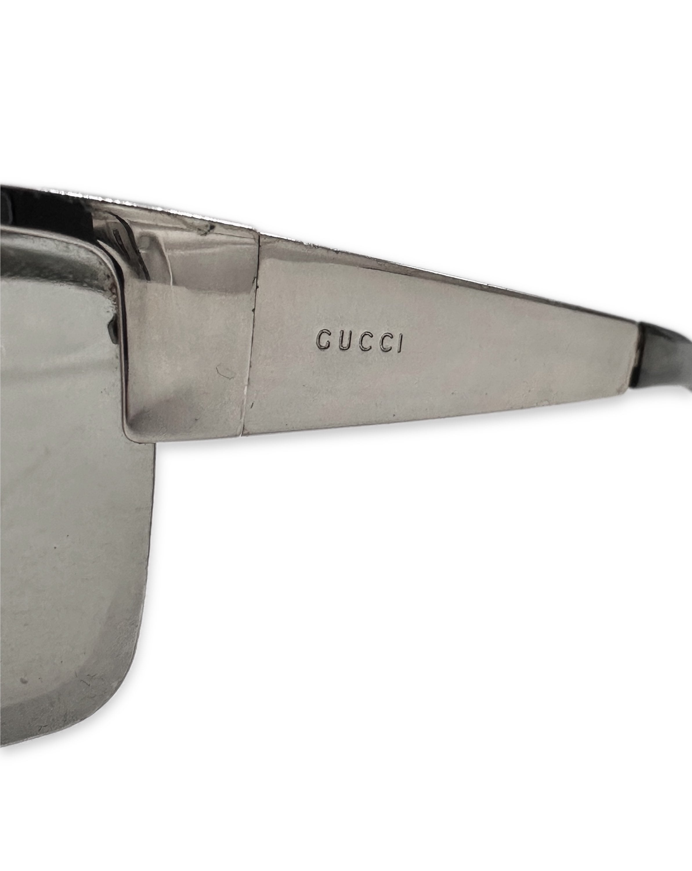 00s Gucci Silver Frame Rimless Logo Sunglasses
