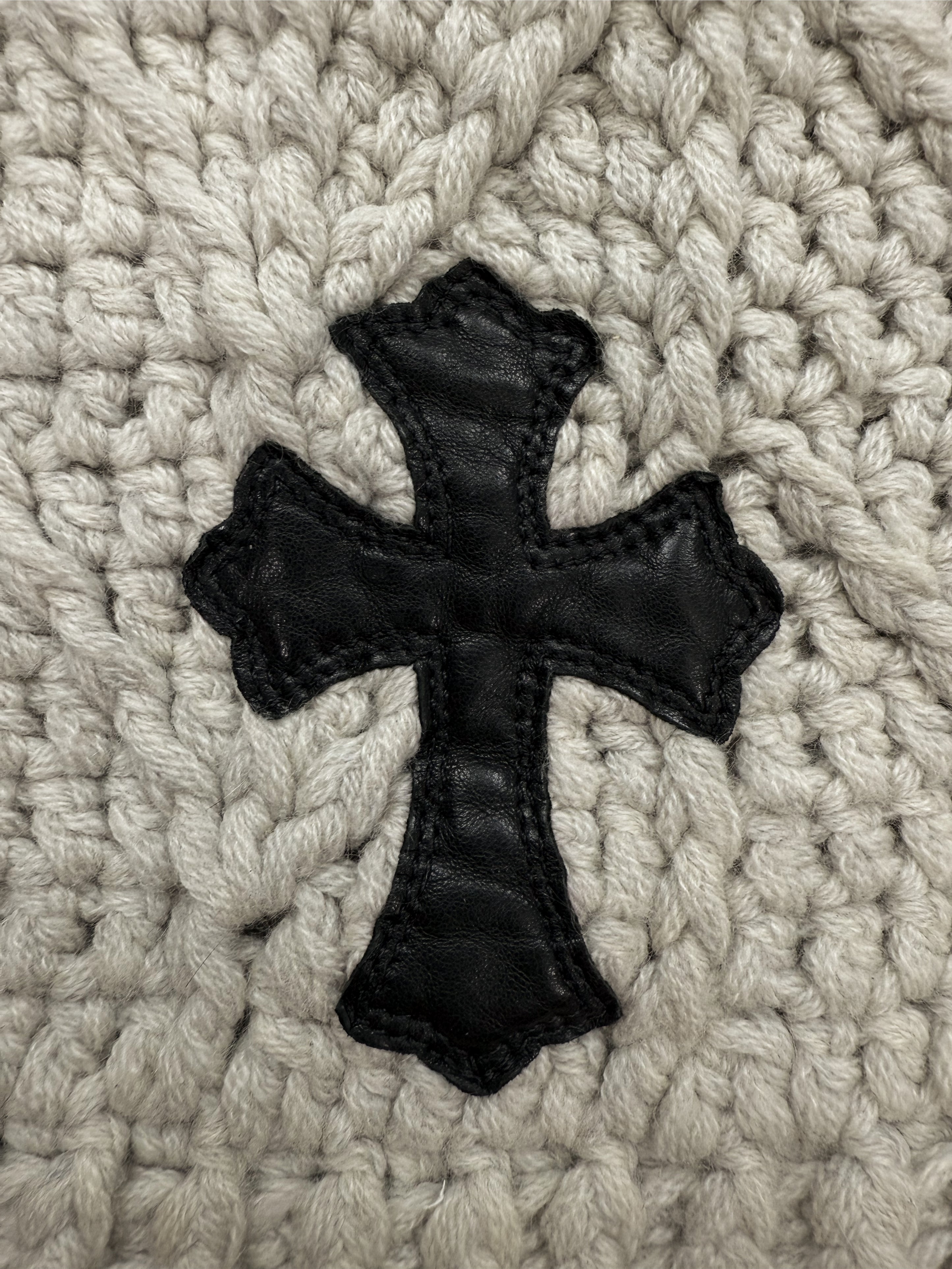 Chrome Hearts Knitted ‘Cross Patch’ .925 Silver Cashmere Beanie