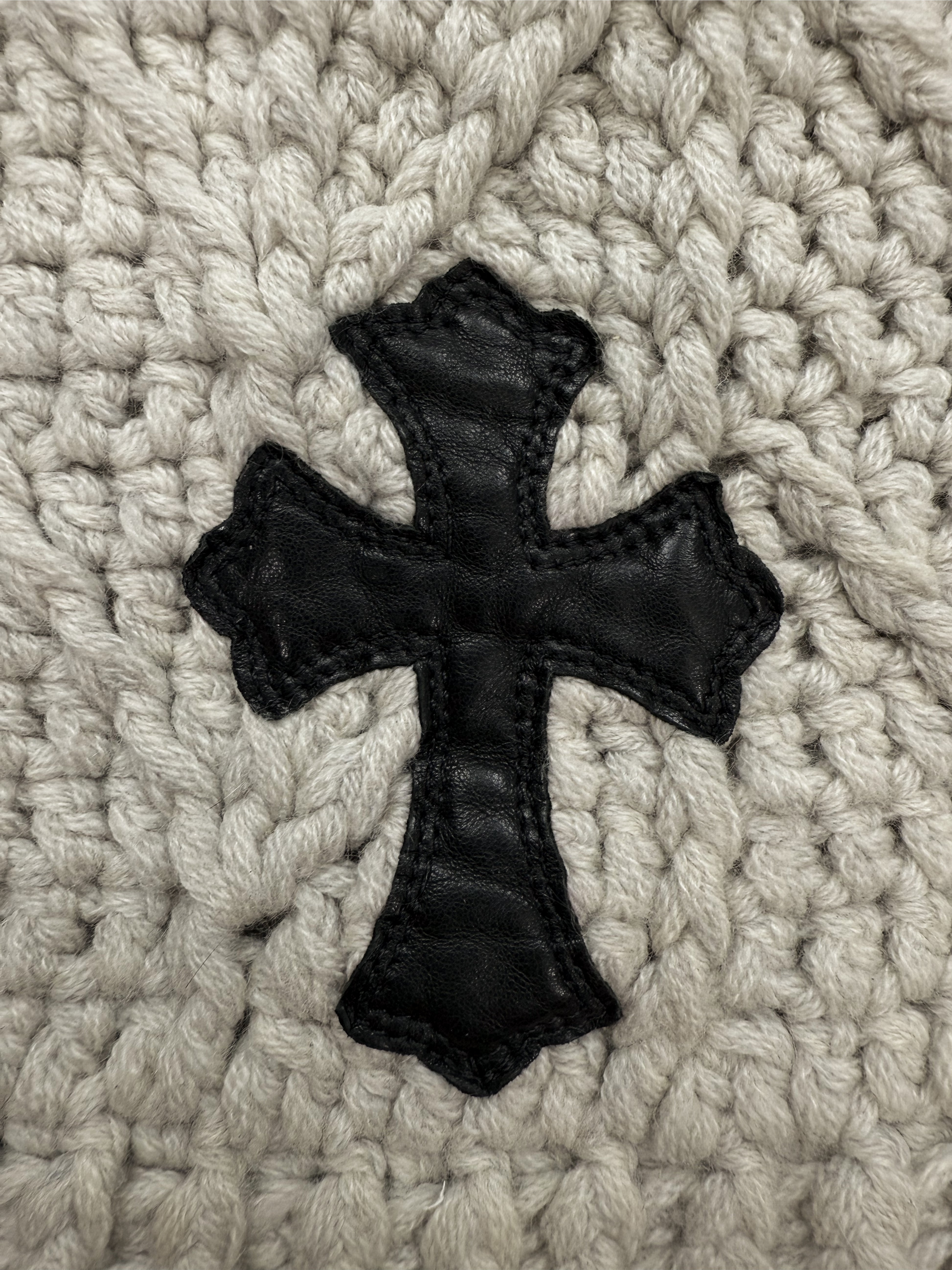 Chrome Hearts Knitted ‘Cross Patch’ .925 Silver Cashmere Beanie