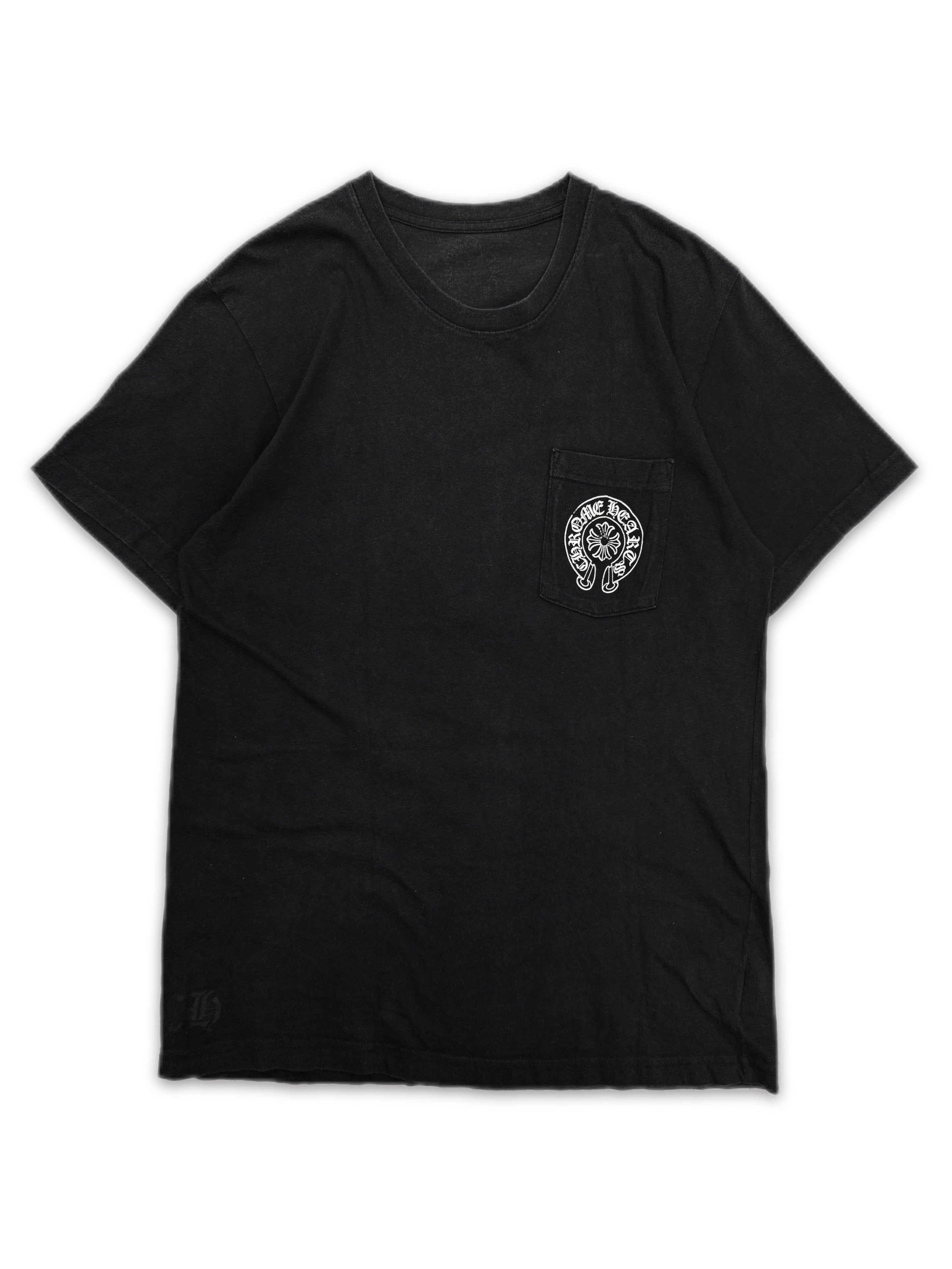 Chrome Hearts Hong Kong Horseshoe Logo Black Pocket T-Shirt