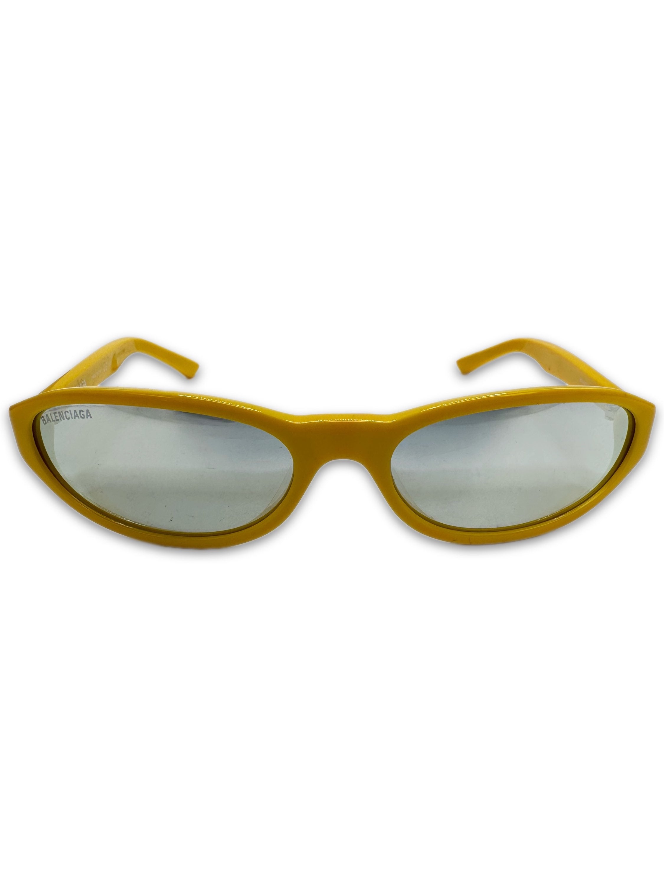 Balenciaga Yellow Rounded Frame Light Tint Sunglasses